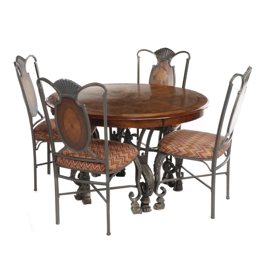 Contemporary Ashley Furniture Transitional Dining Table with Four Chairs