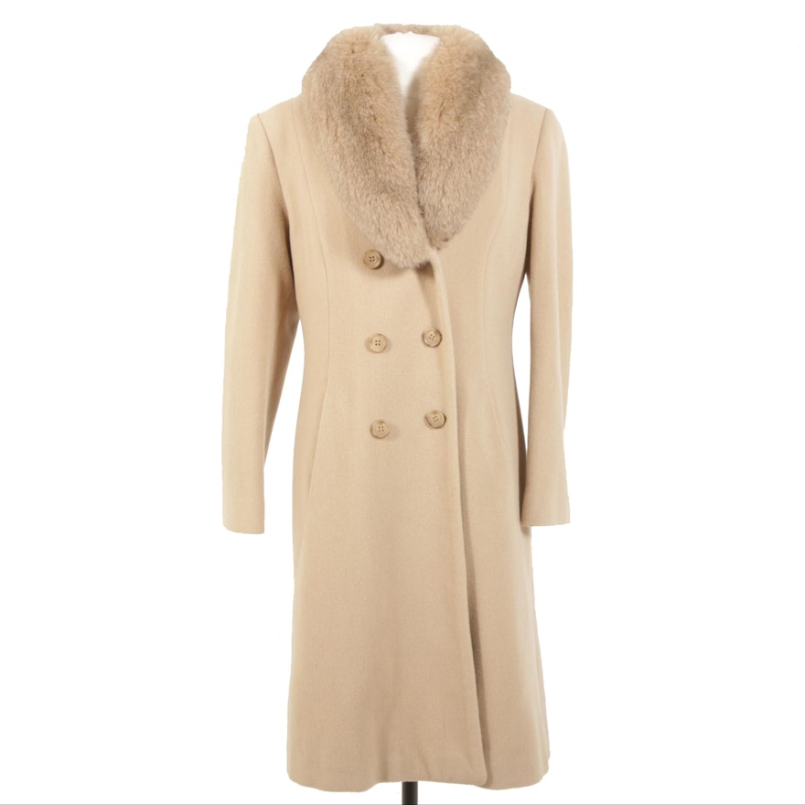 Lamb Wool Double-Breasted Coat with Fox Fur Collar from Marvin Richards