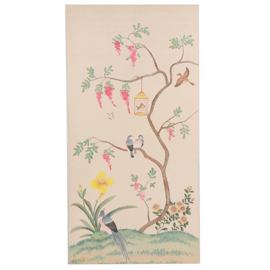 Chelsea House Inc. Chinoiserie Watercolor Painting with Birds