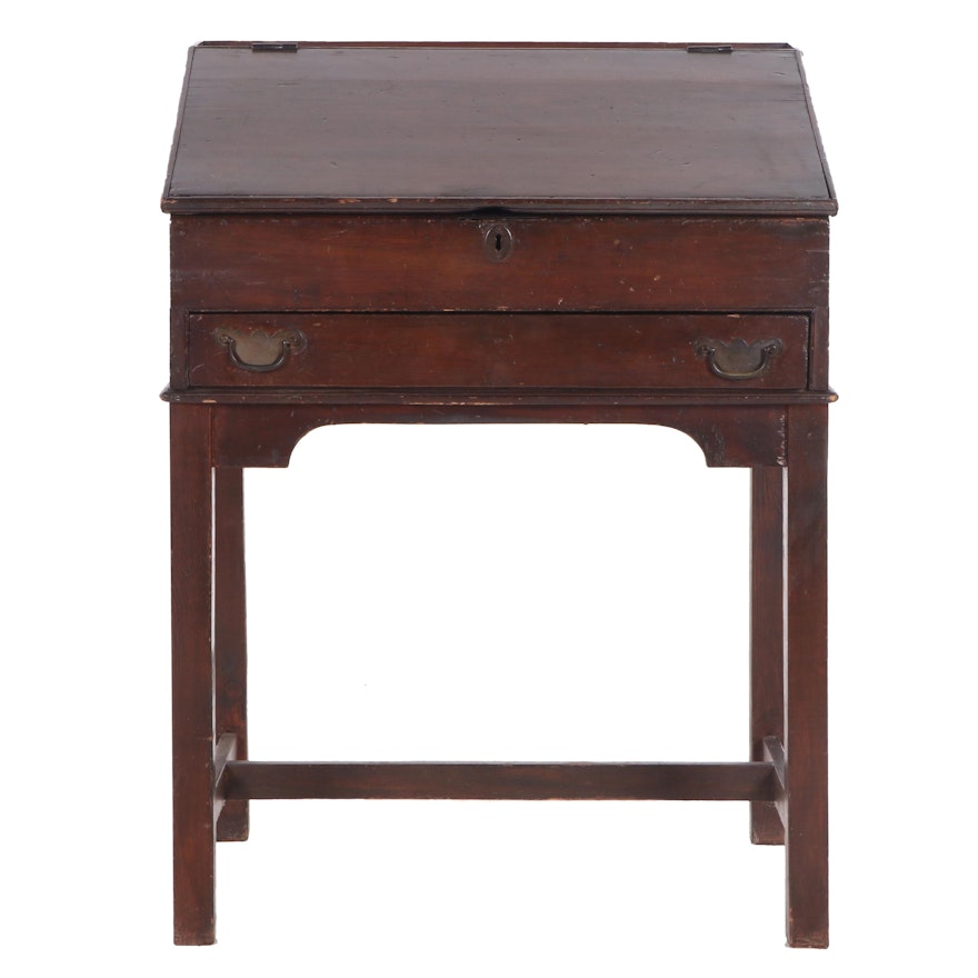 George III Period Cherry Slant Top Secretary Desk, circa 1800