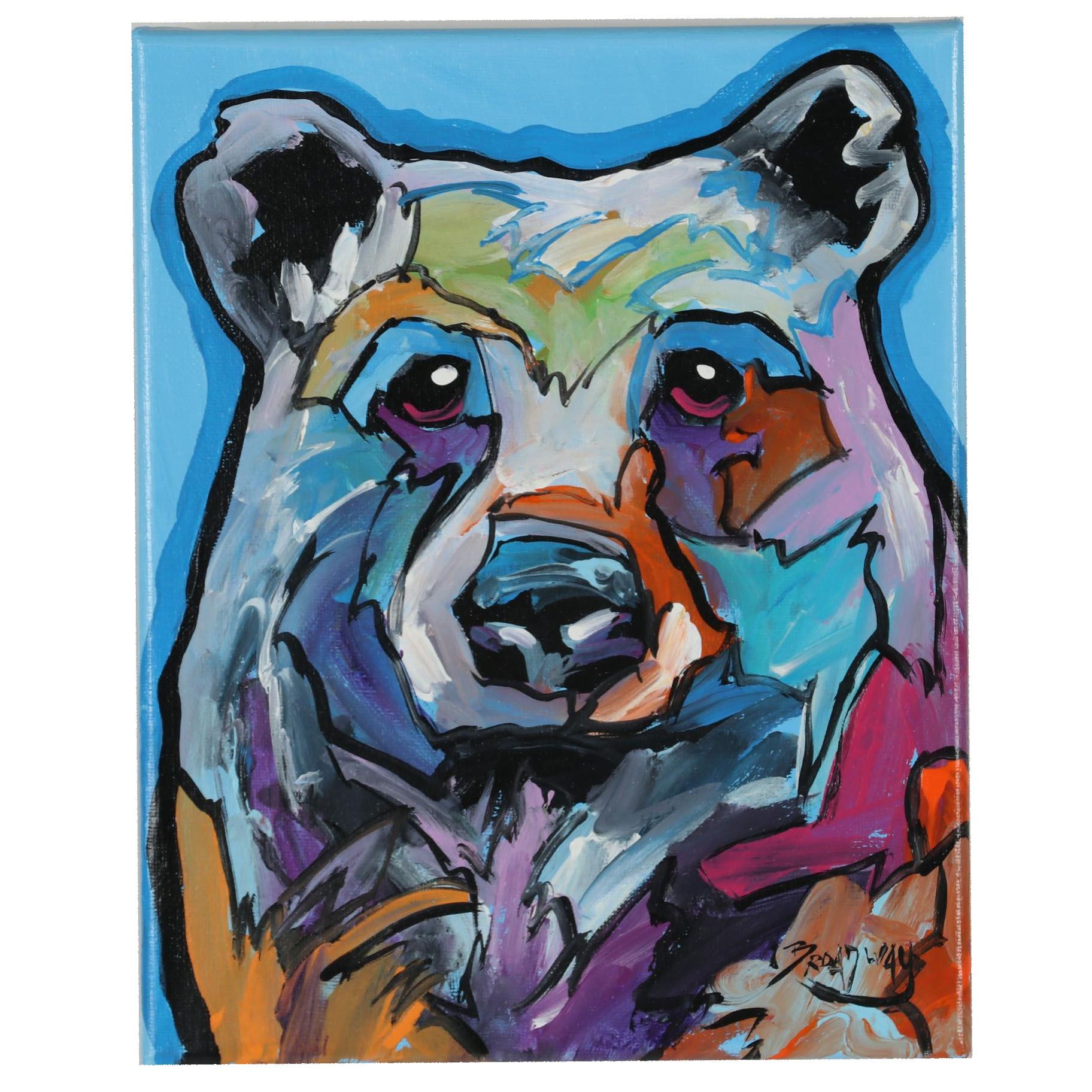 Marc Broadway Acrylic Painting Bear Portrait