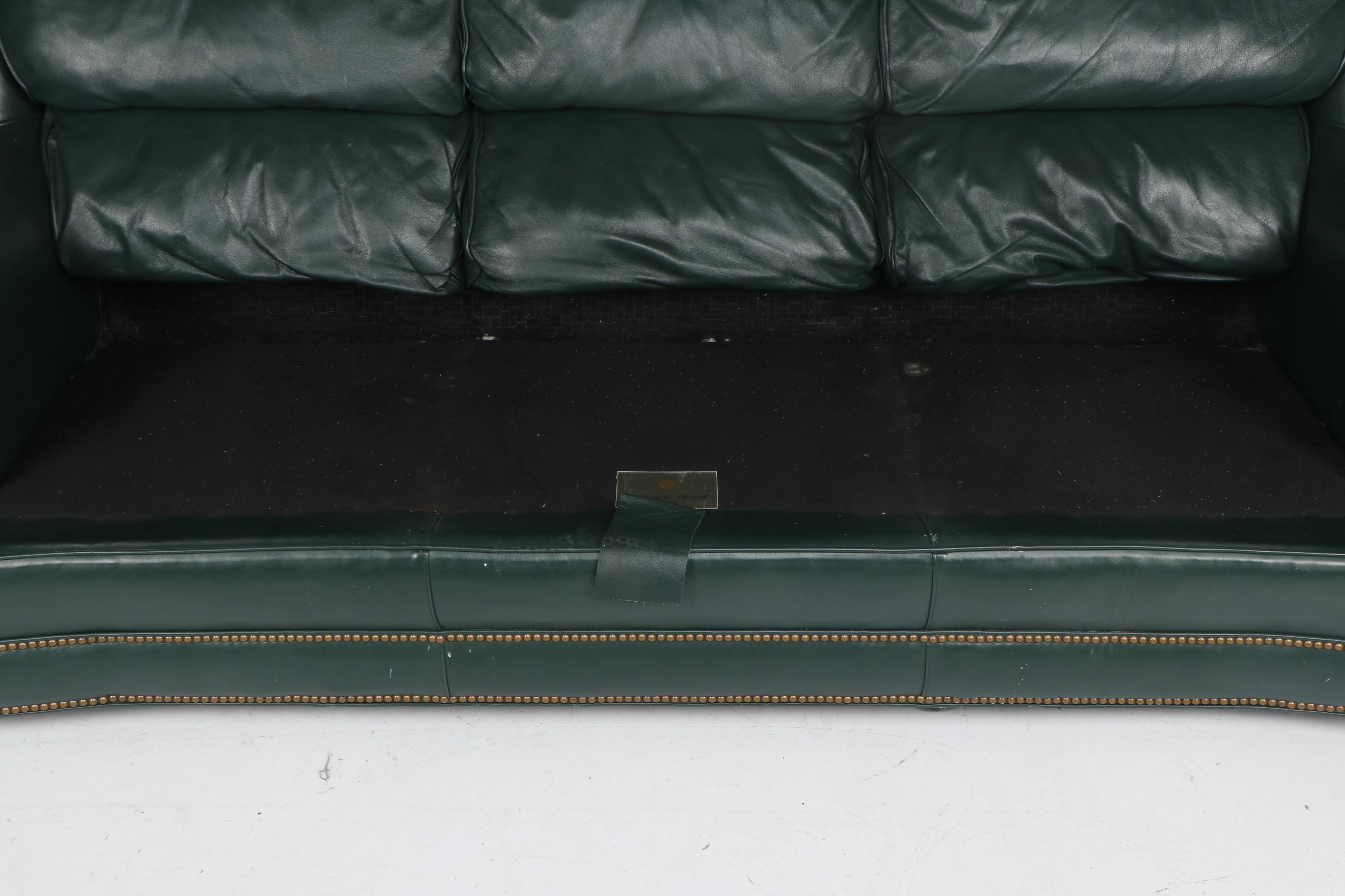 Whittemore-Sherrill Limited Green Leather Sofa with Armchair, Late 20th Century