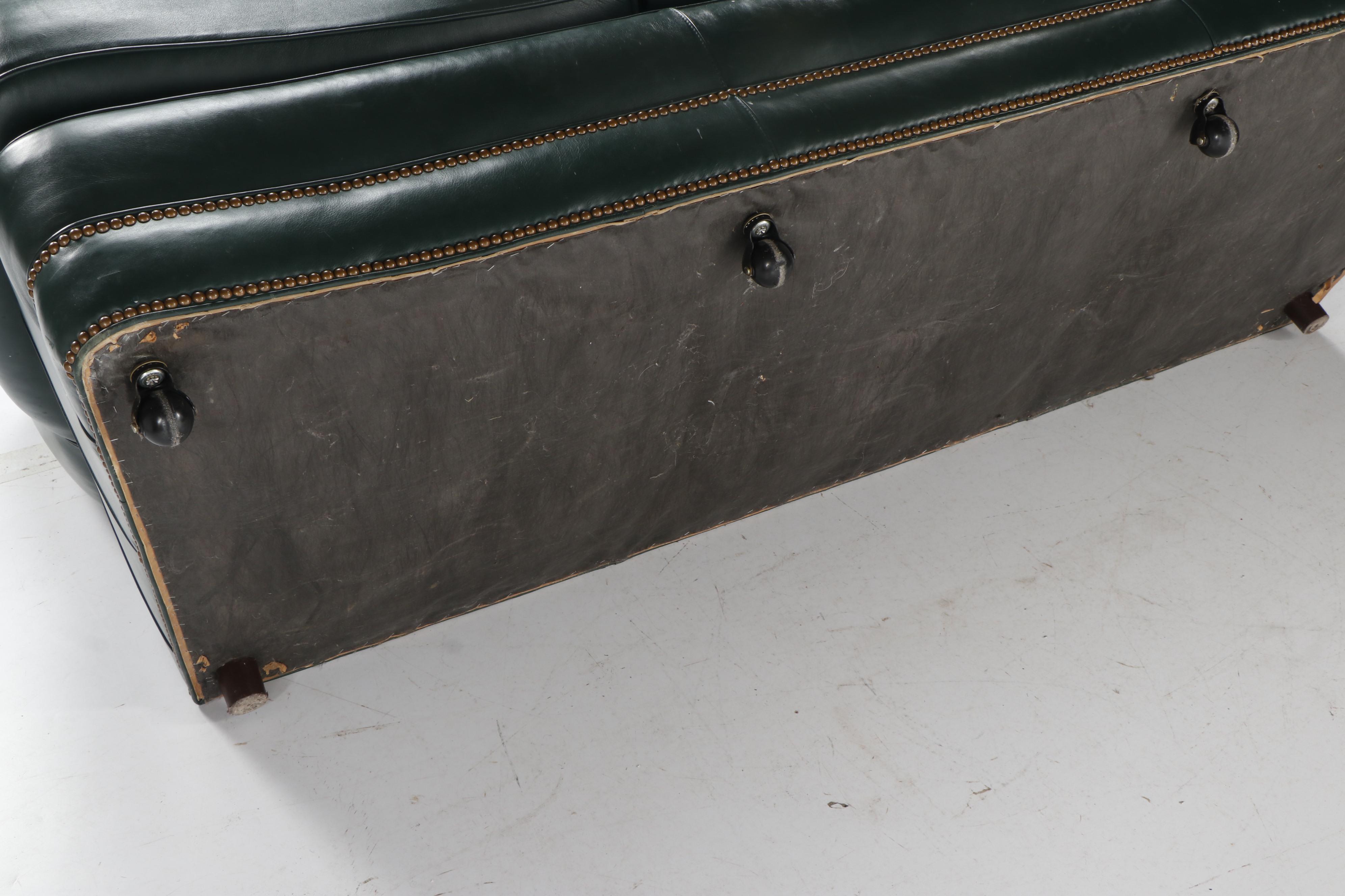 Whittemore-Sherrill Limited Green Leather Sofa with Armchair, Late 20th Century