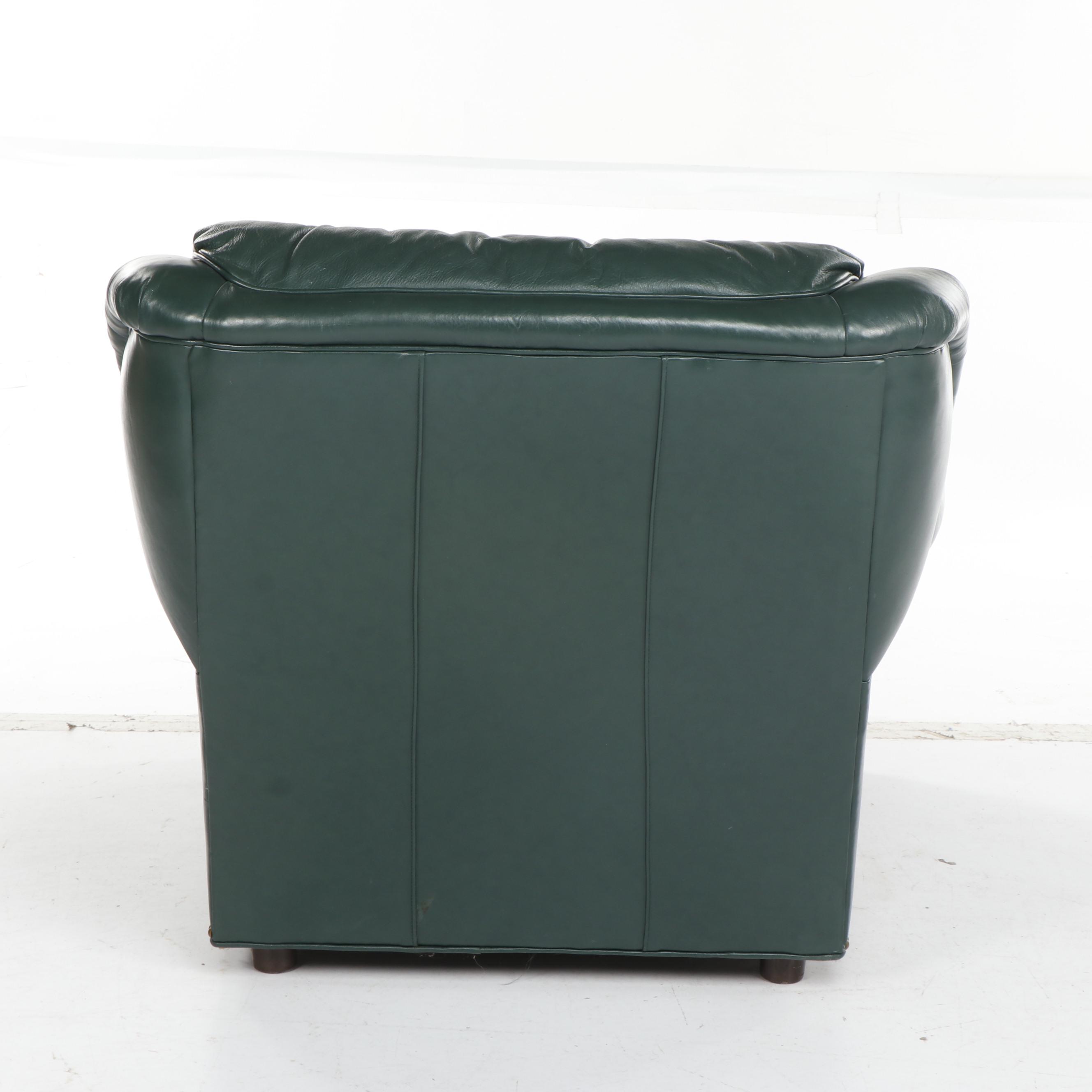 Whittemore-Sherrill Limited Green Leather Sofa with Armchair, Late 20th Century