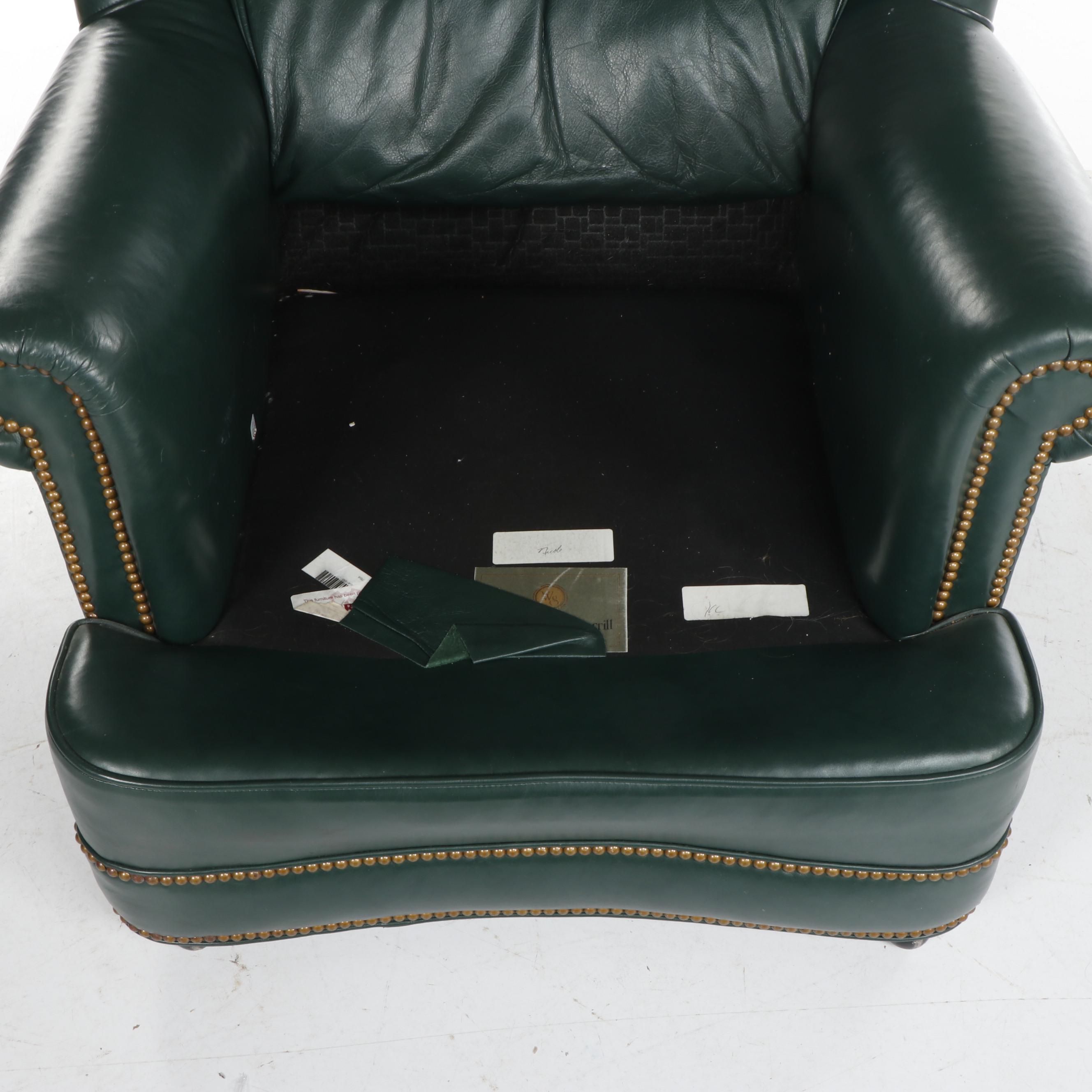 Whittemore-Sherrill Limited Green Leather Sofa with Armchair, Late 20th Century