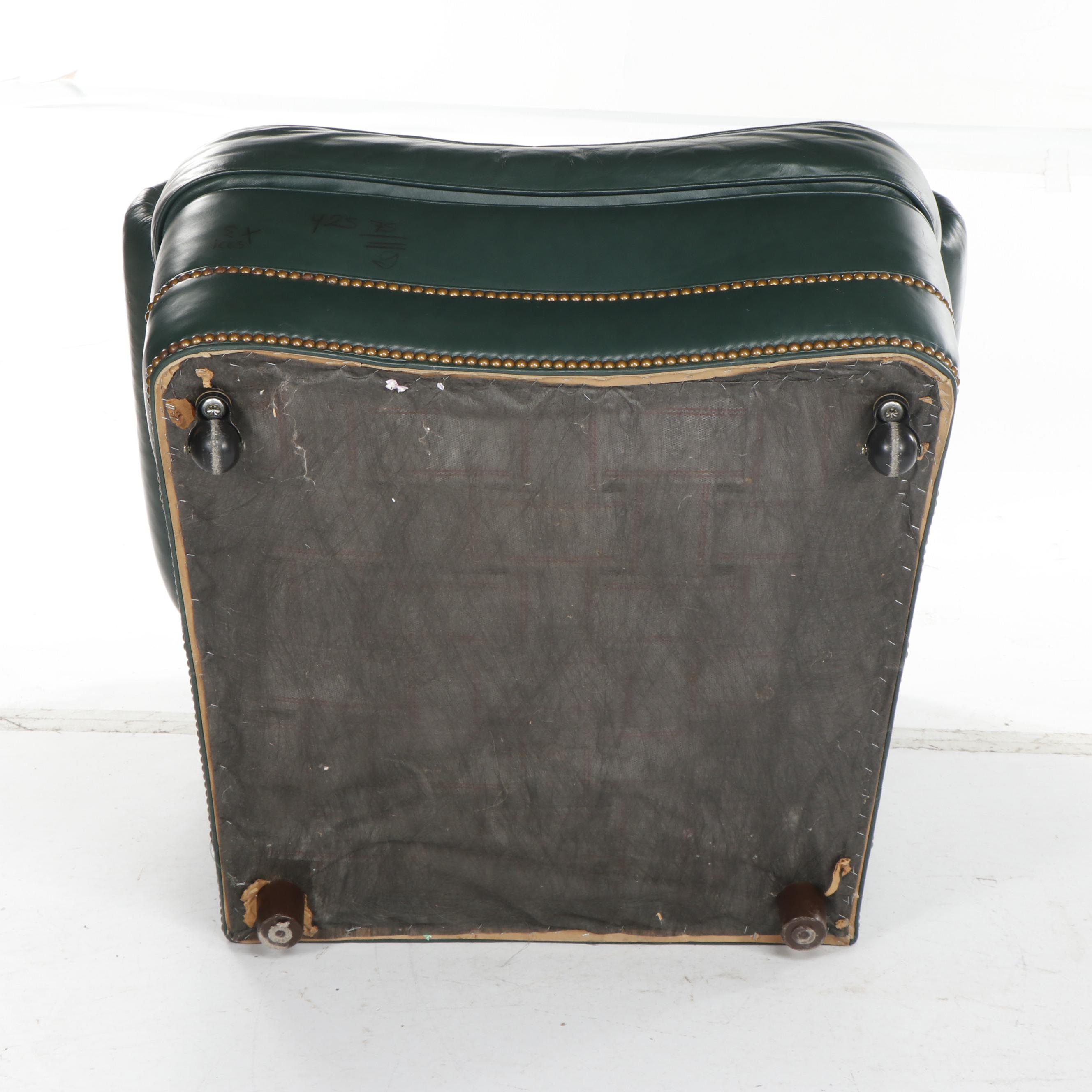 Whittemore-Sherrill Limited Green Leather Sofa with Armchair, Late 20th Century