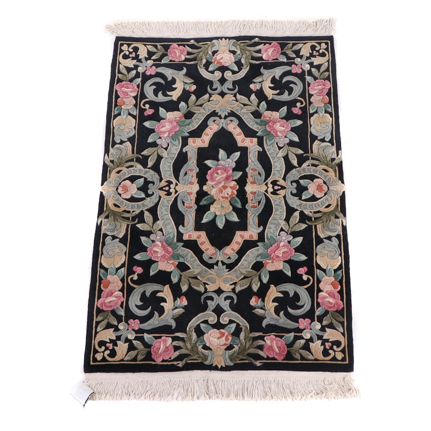 Hand-Knotted Chinese Carved Wool Rug