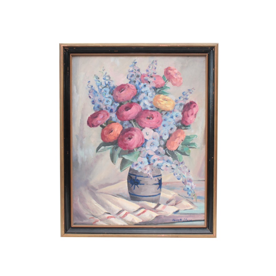 Anna B. Stone Acrylic Painting of Floral Still Life