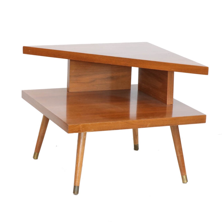 Mid Century Modern Tiered Wood Side Table by Barclay Furniture