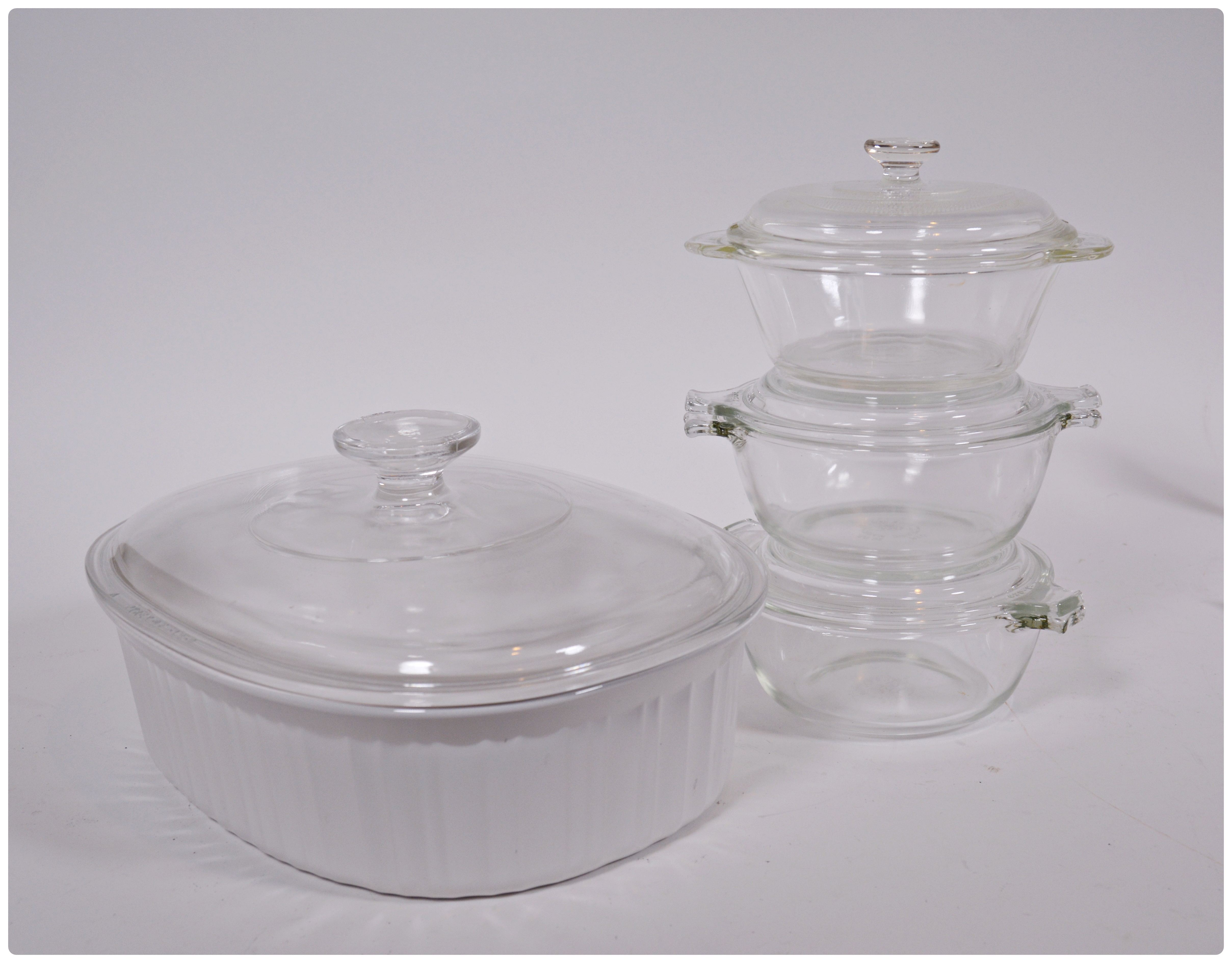Pyrex "Woodland" Mixing Bowls with Corningware and Portmeirion Bakeware