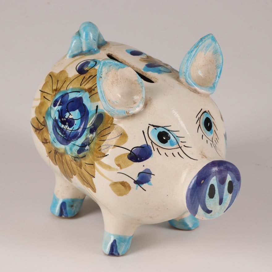 Italian Hand-Painted Earthenware Piggy Bank