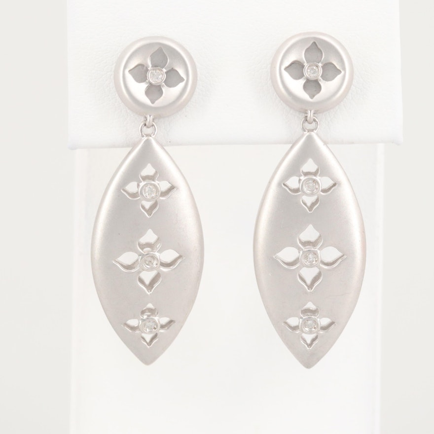 Sterling Silver Diamond Dangle Earrings