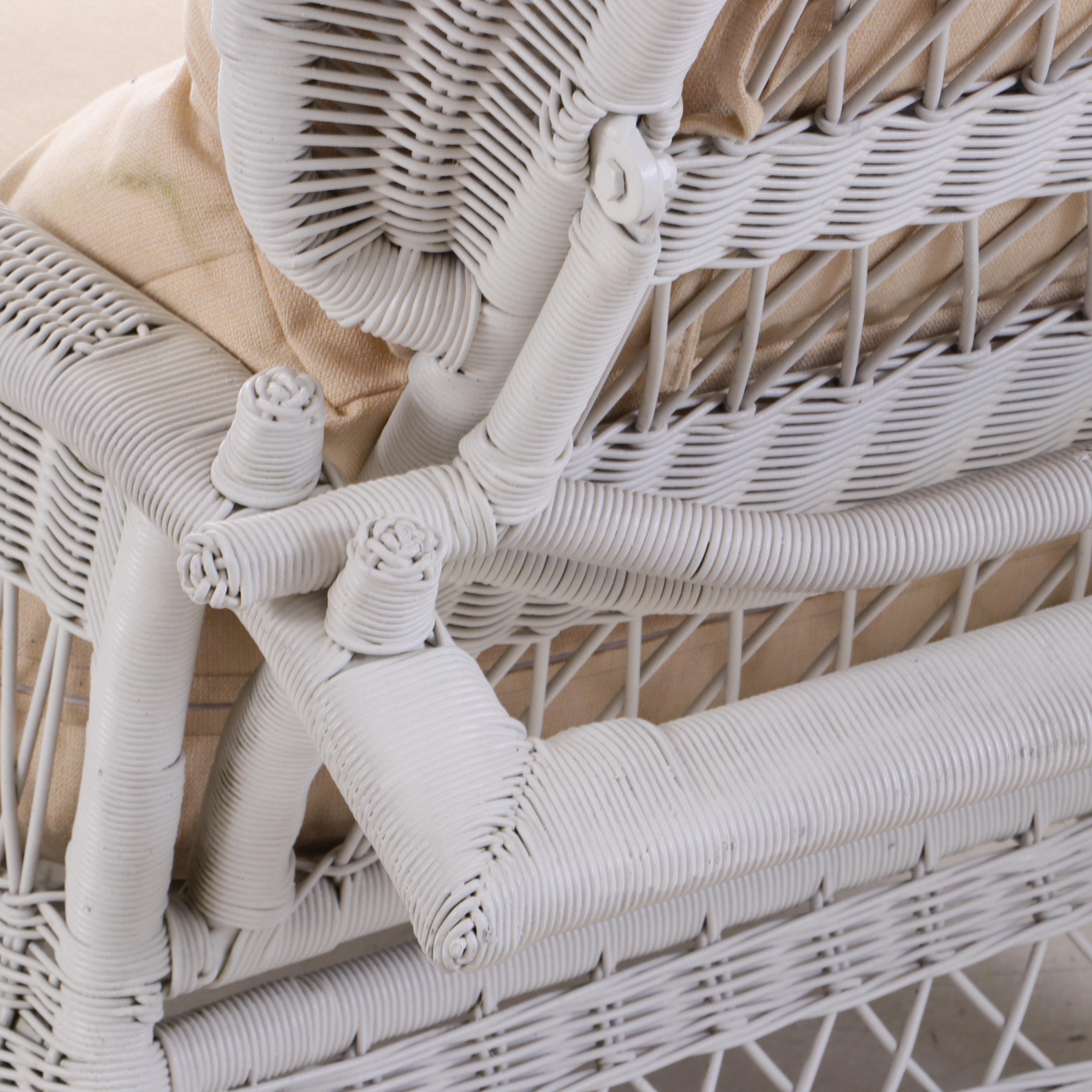 White Wicker Lounge Chair