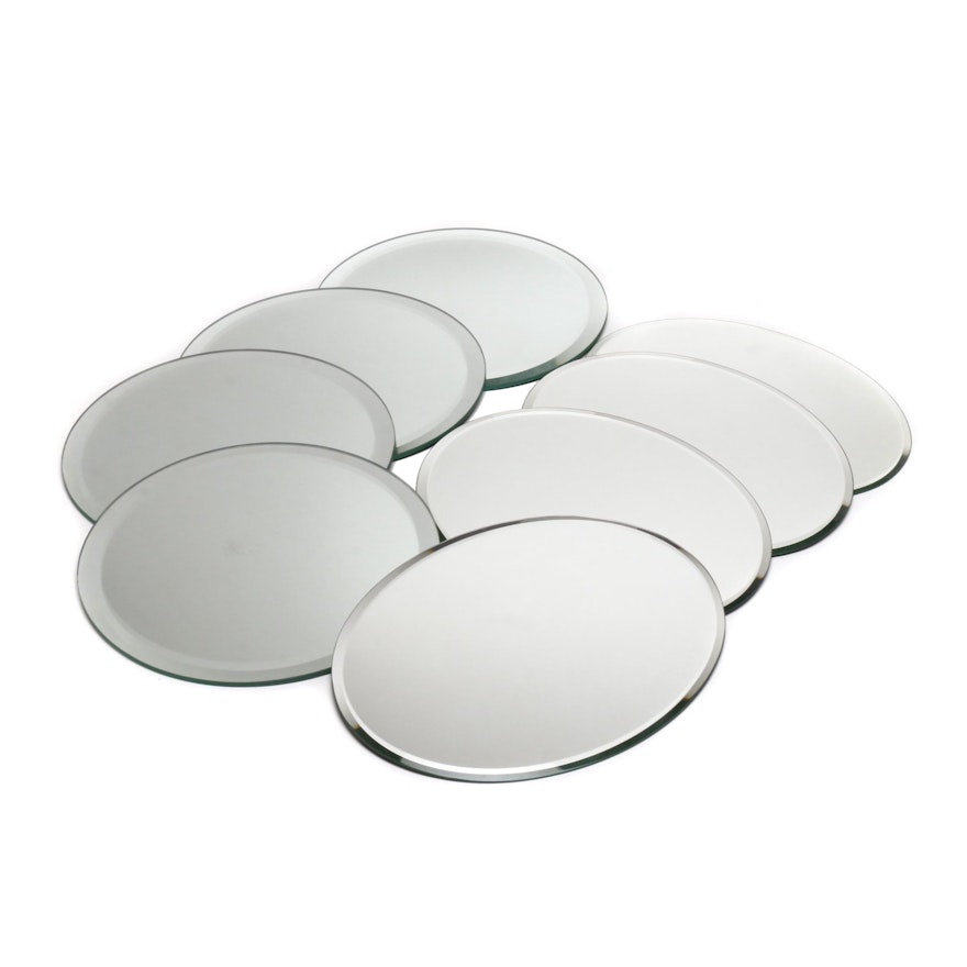 Mirrored Round and Oval Beveled Edge Chargers, Contemporary