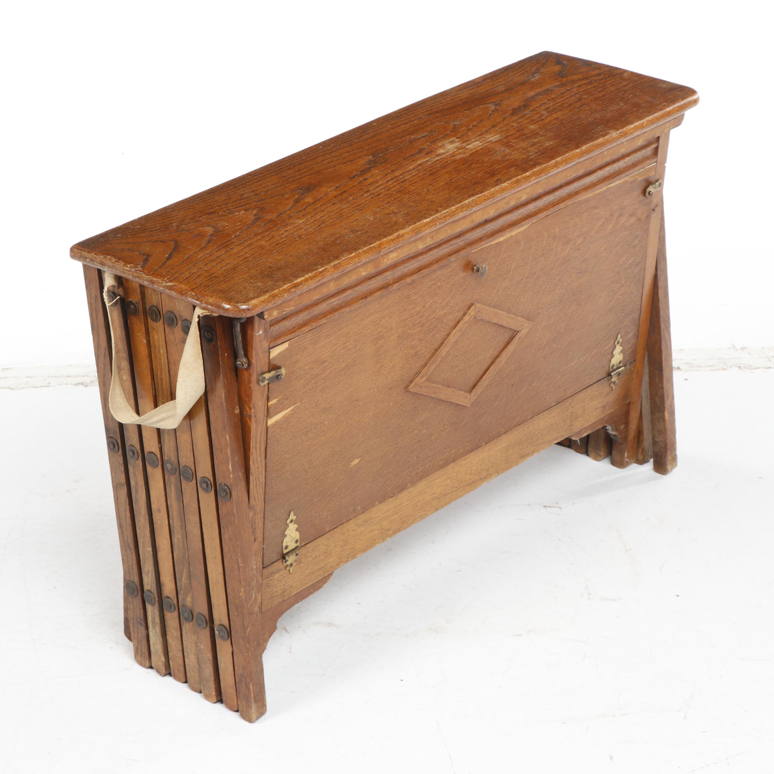 W&S "Cabinetta" WWI British Collapsible Oak and Canvas Army Cot, Circa 1915