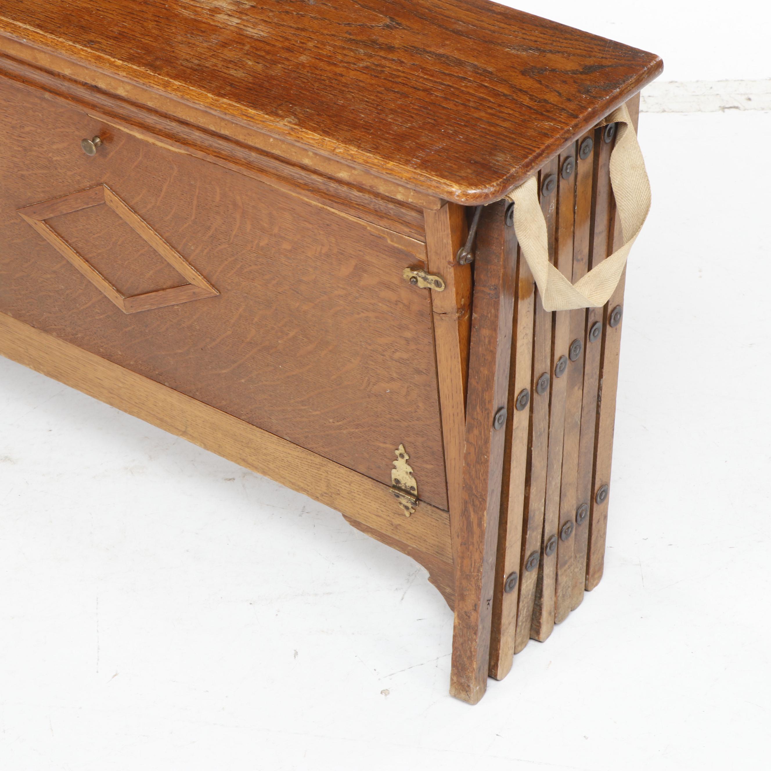 W&S "Cabinetta" WWI British Collapsible Oak and Canvas Army Cot, Circa 1915