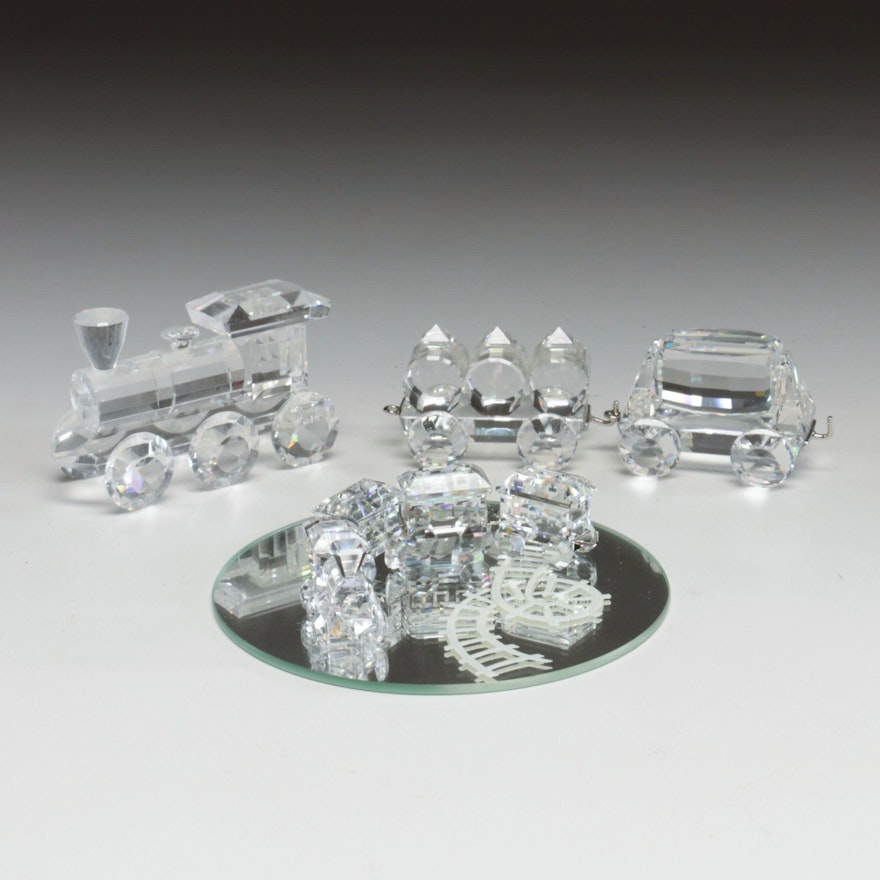 Swarovski Crystal "Mini Train Set" and Other Train Figurines