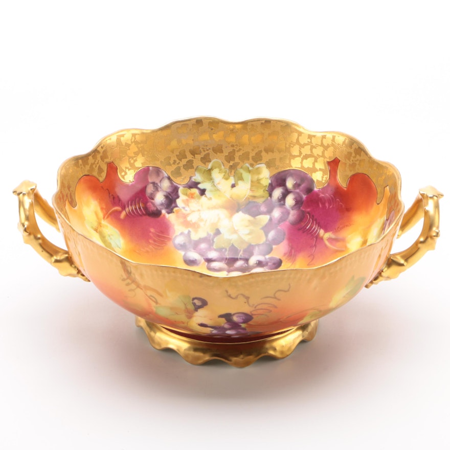 Pickard Hand-Painted Limoges Porcelain Centerpiece Bowl