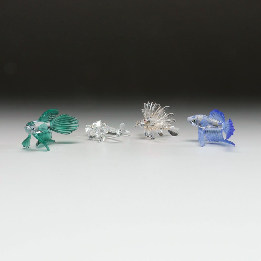 Swarovski Crystal Fish and Other Figurines, Late 20th Century