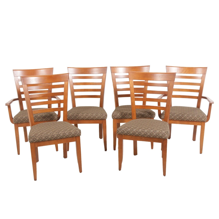 Wooden Ladder Back Dining Chairs, Set of Six