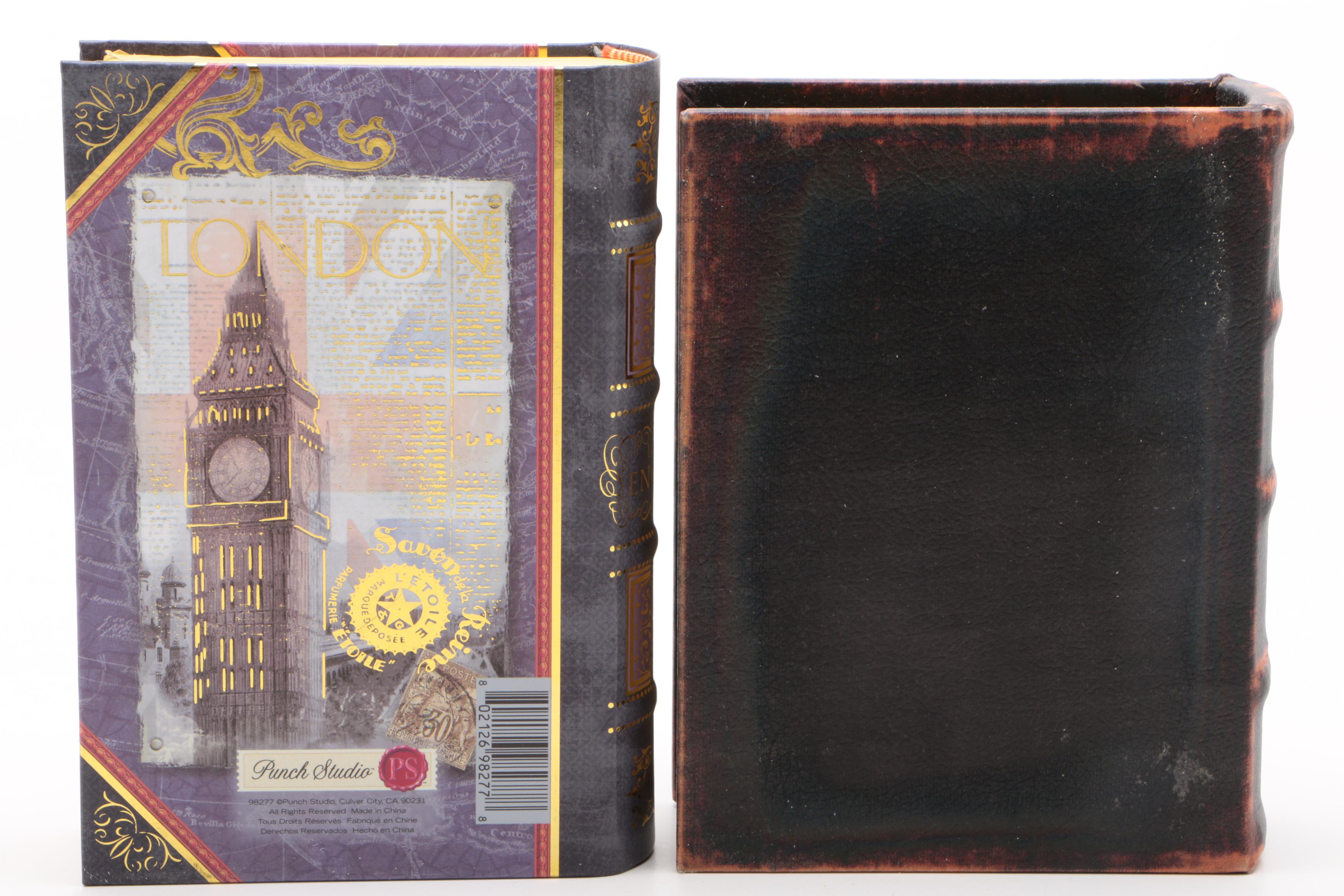 Faux Book Cover Decorative Boxes Including "War and Peace"