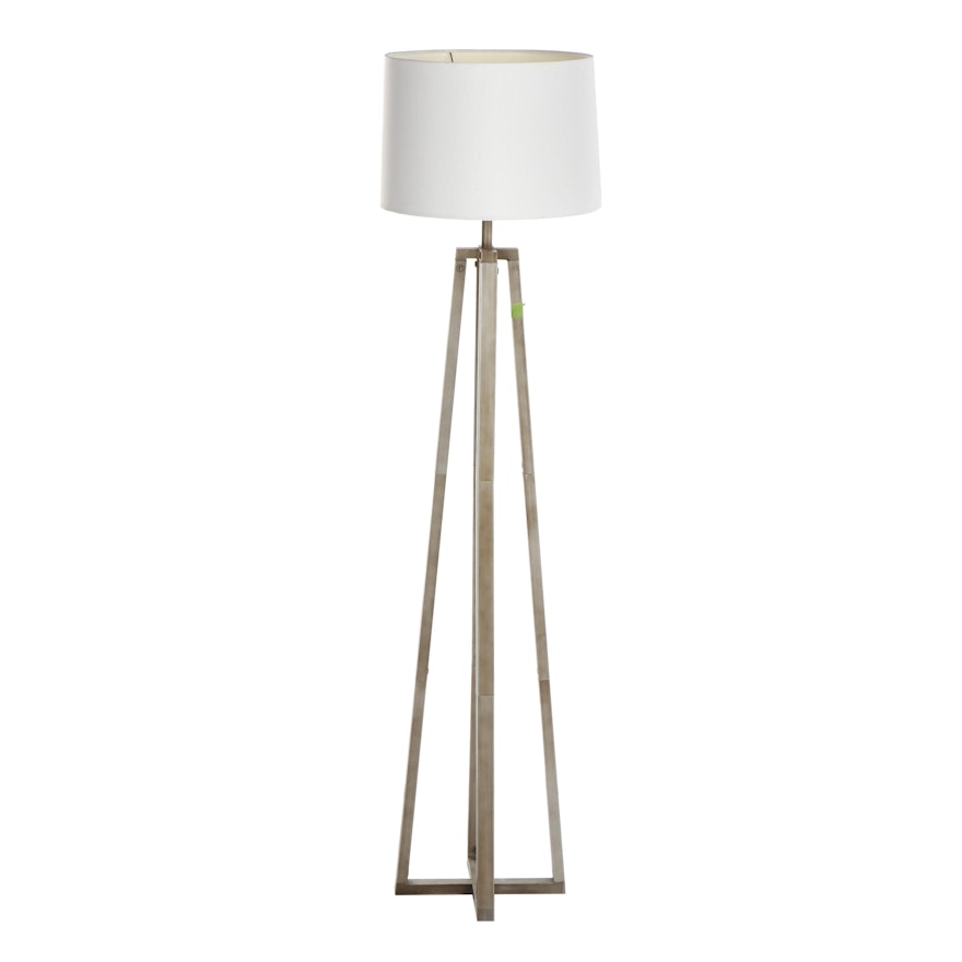 Brushed Steel Industrial Style Floor Lamp, Contemporary