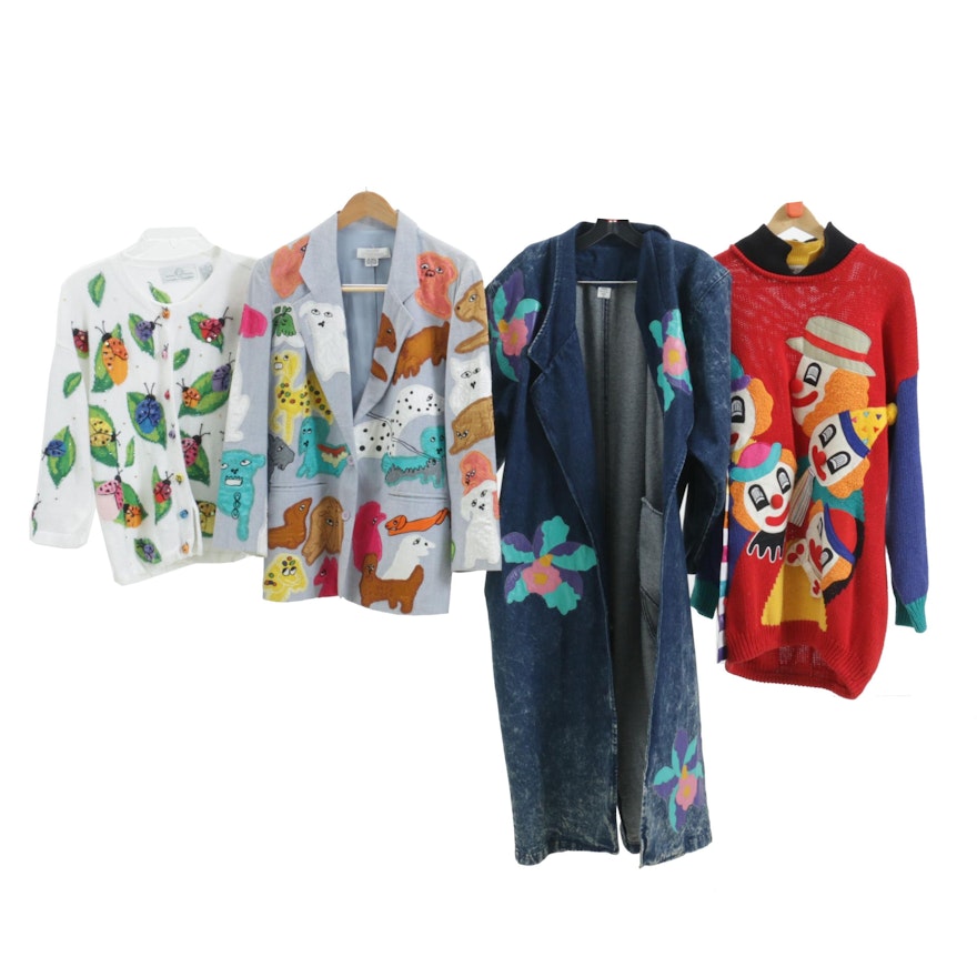 Bonnie Boerer & Company Clown Appliqué Sweater with Others