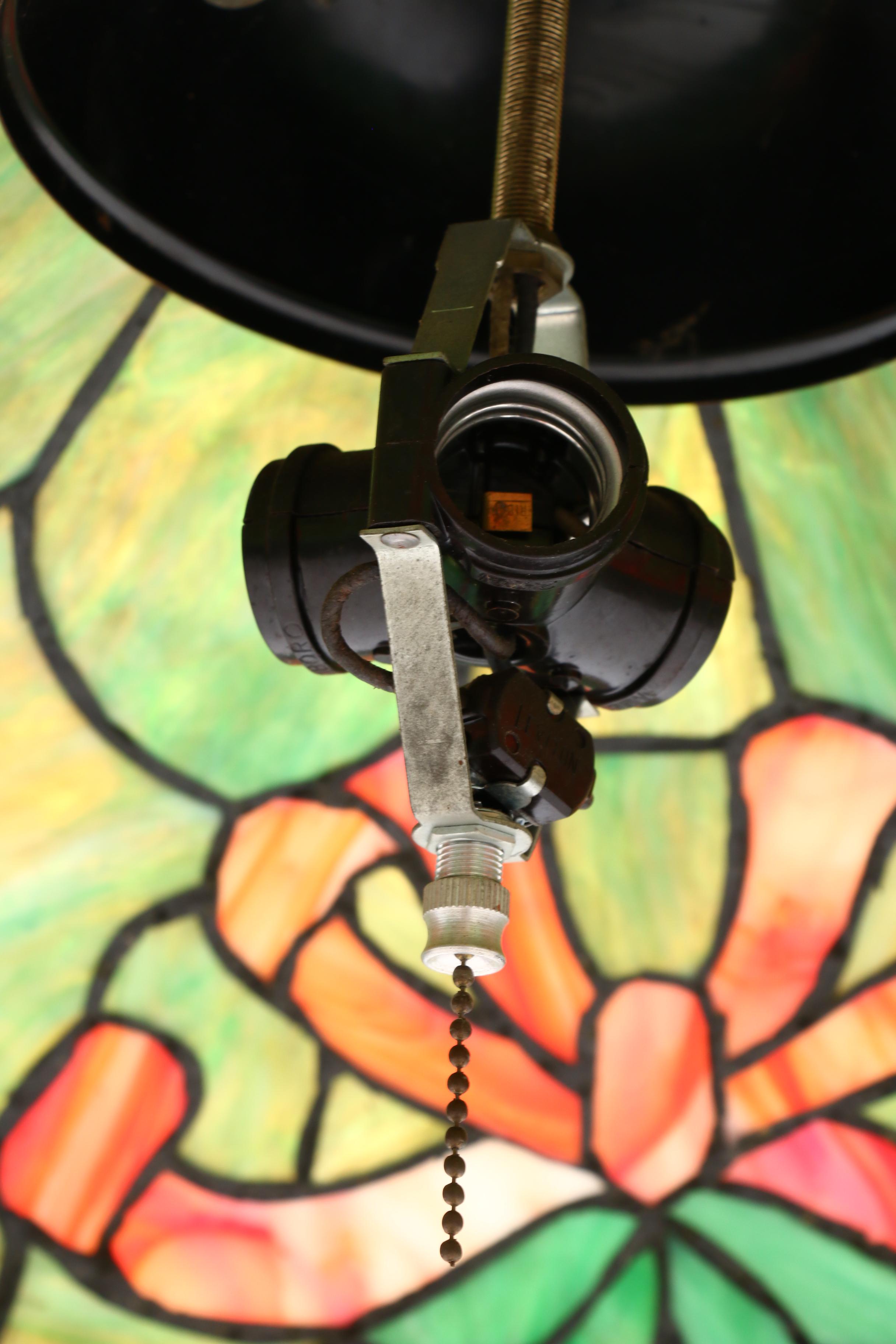 Slag Glass Hanging Pendant Light, Mid to Late 20th Century