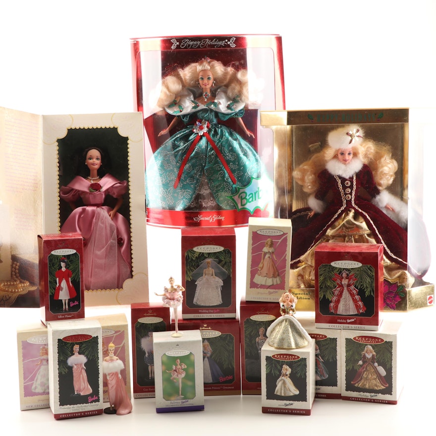 Holiday and Valentine's Day Barbies and Barbie Ornaments
