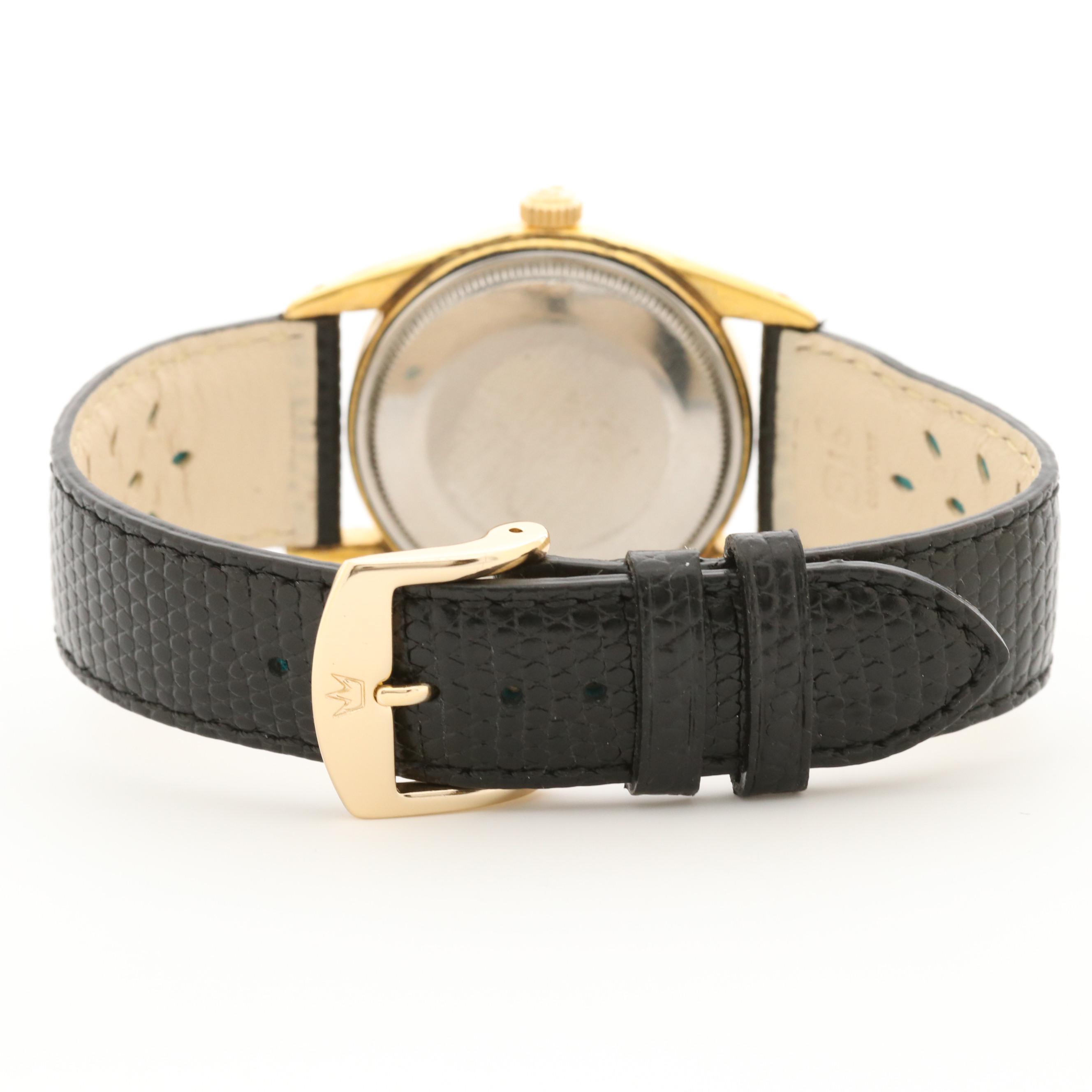 Rolex Air-King Gold Tone and Diamond Hour Markers Black Dial Watch