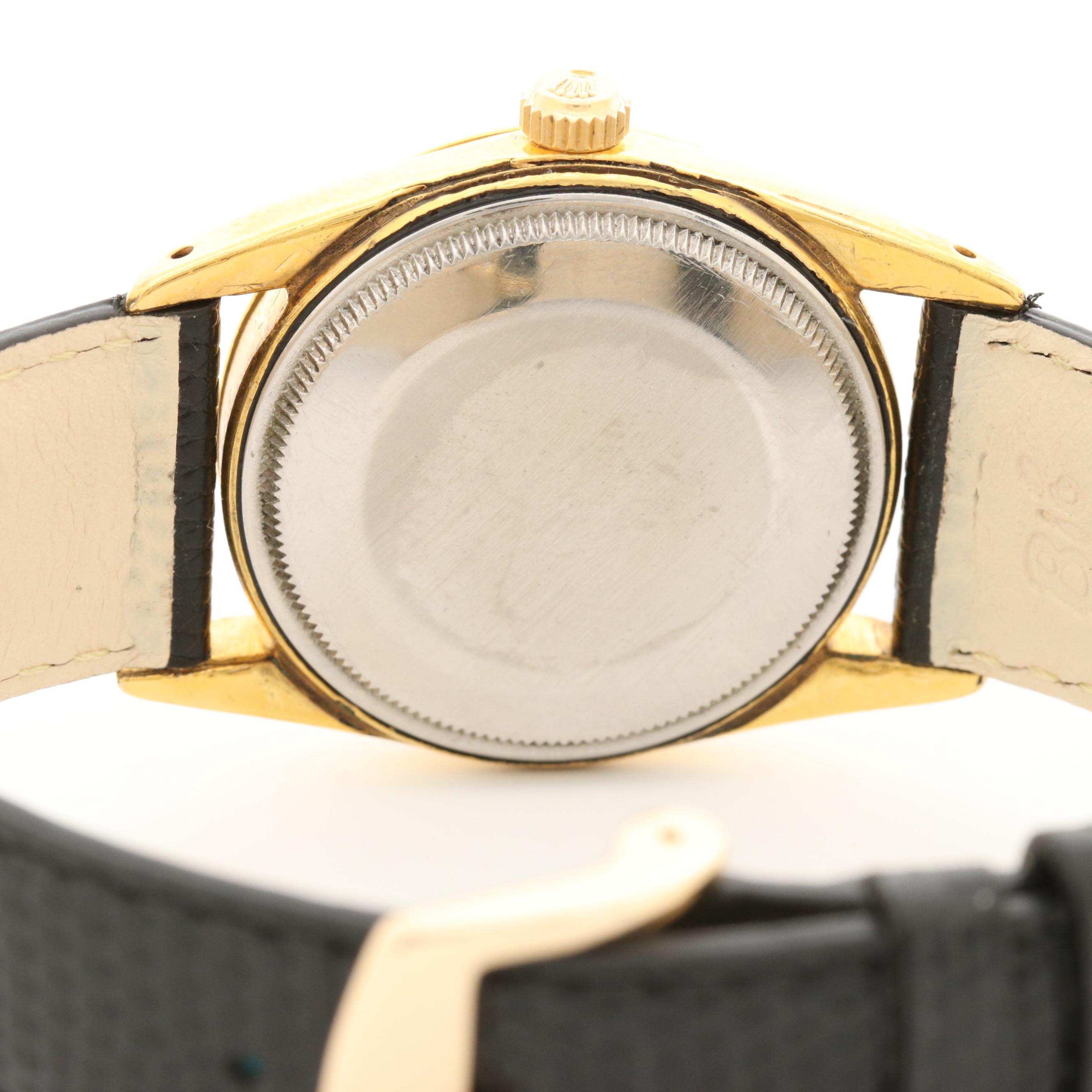 Rolex Air-King Gold Tone and Diamond Hour Markers Black Dial Watch