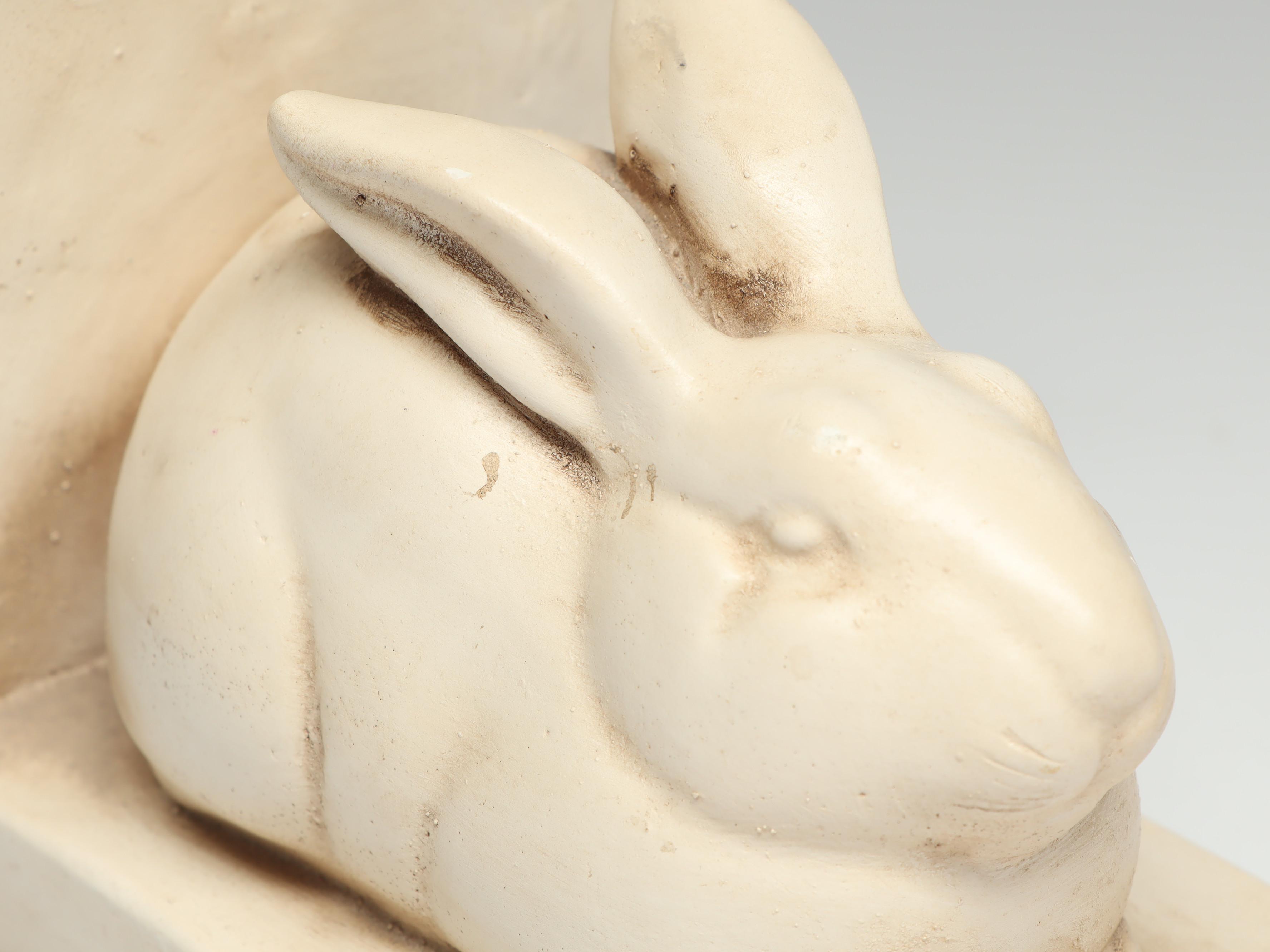 Pair of Ceramic Rabbit Bookends by A. Court