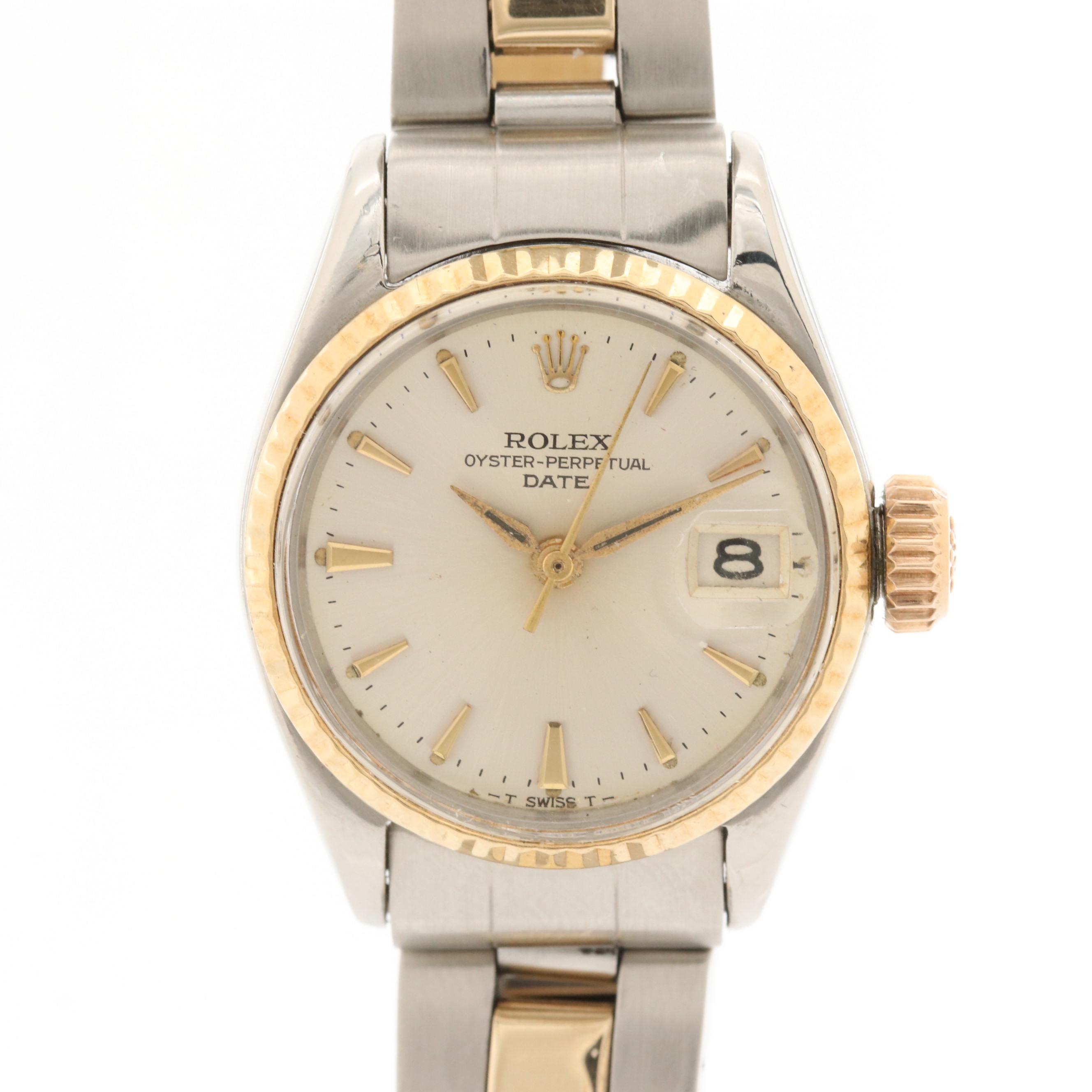 1969 14K Gold and Stainless Steel  Rolex Oyster Perpetual Date Watch