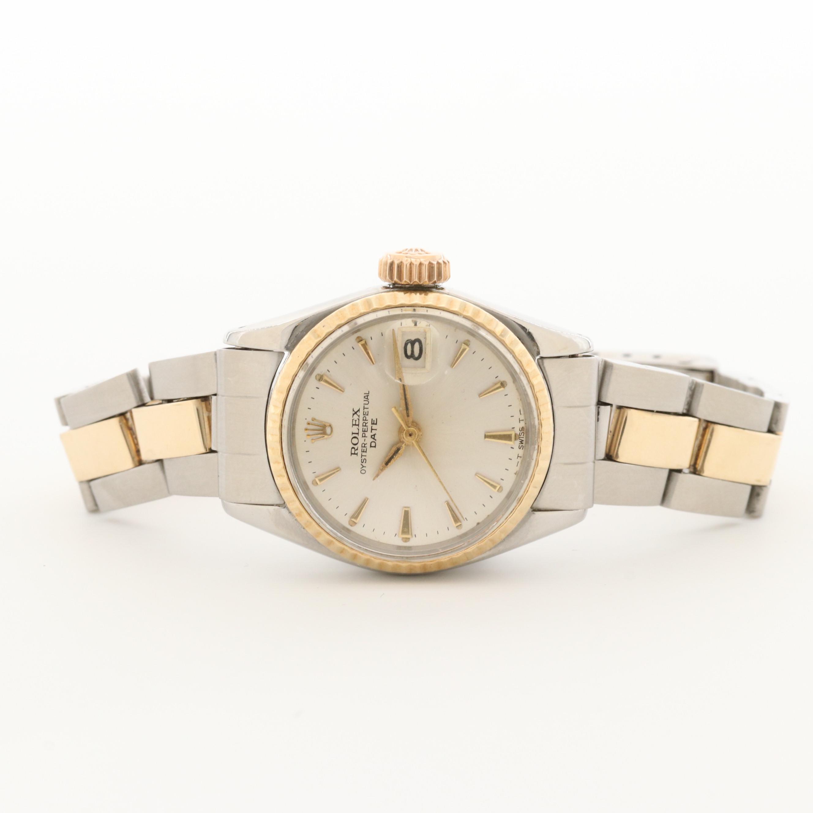 1969 14K Gold and Stainless Steel  Rolex Oyster Perpetual Date Watch