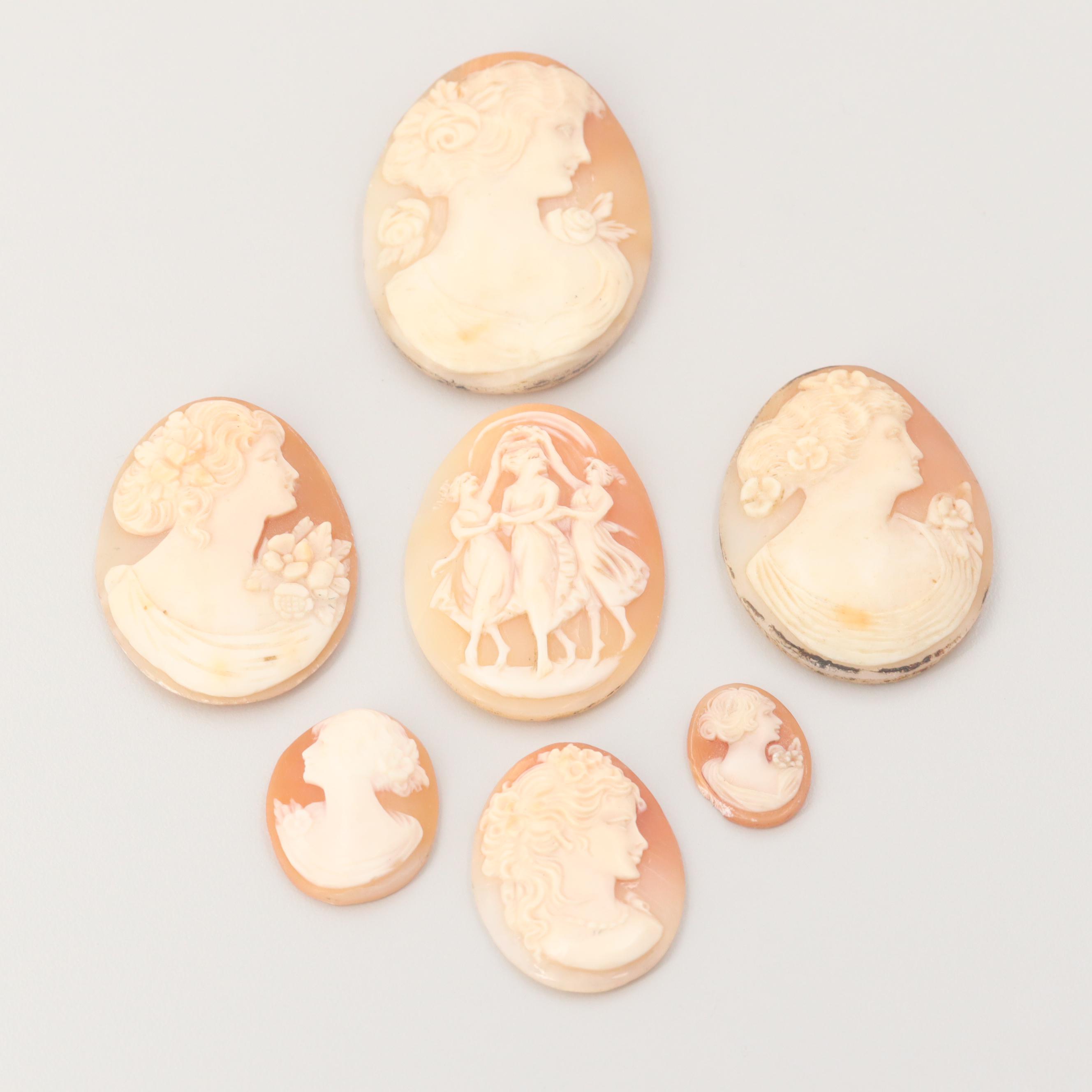 Loose Helmet Shell Cameo Selection Featuring the Three Graces