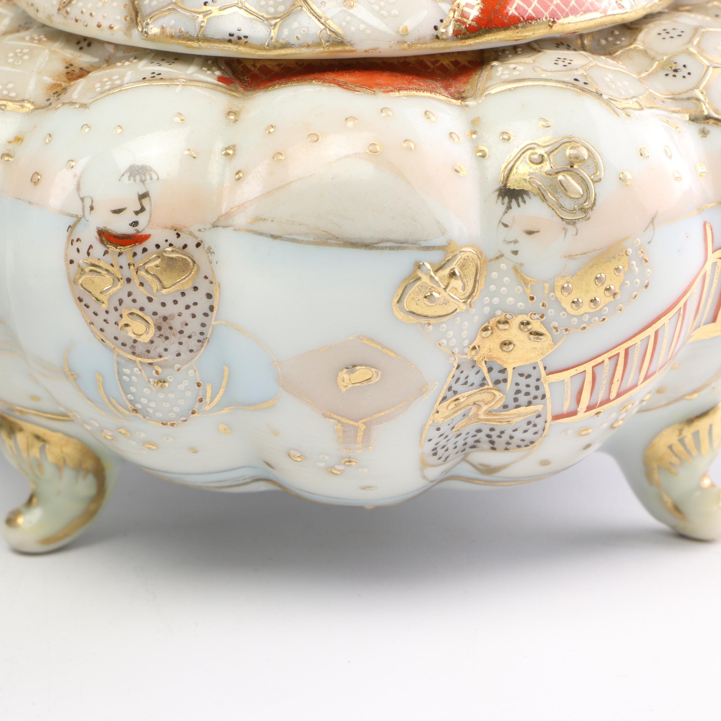 Japanese Kutani Style Eggshell Porcelain Tea Service, Circa 1920