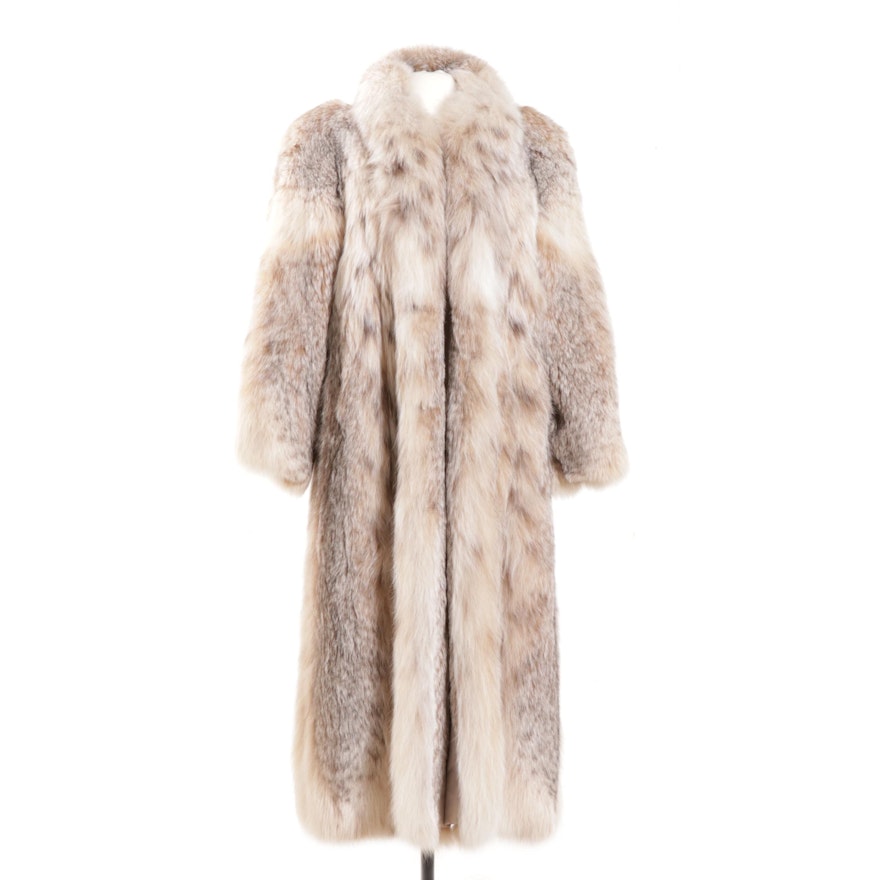 Canadian Lynx Full-Length Fur Coat from Evans Collection with Kislav Gloves