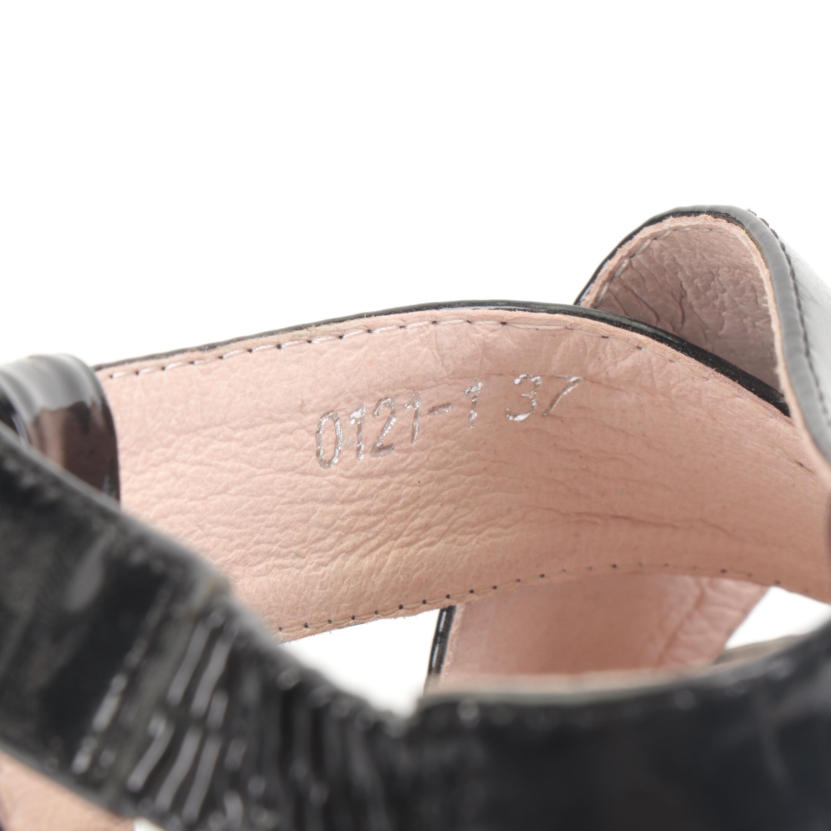 Prada Black Patent Leather Platform Wedge Heel Sandals