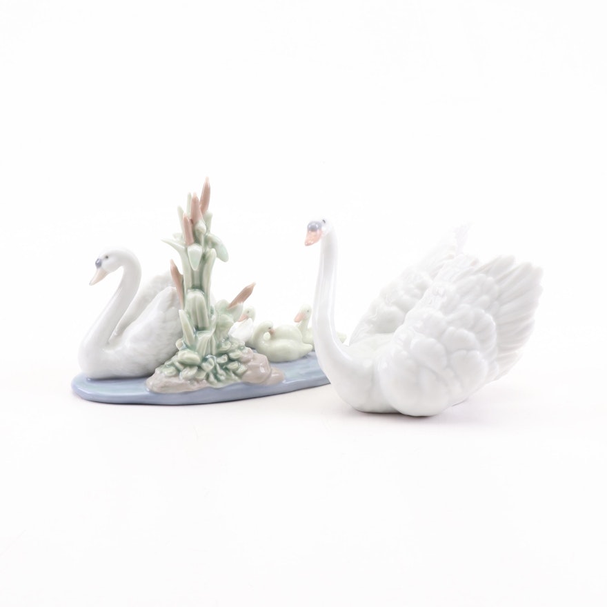 Lladró "Follow Me" and "White Swan" Porcelain Figurines