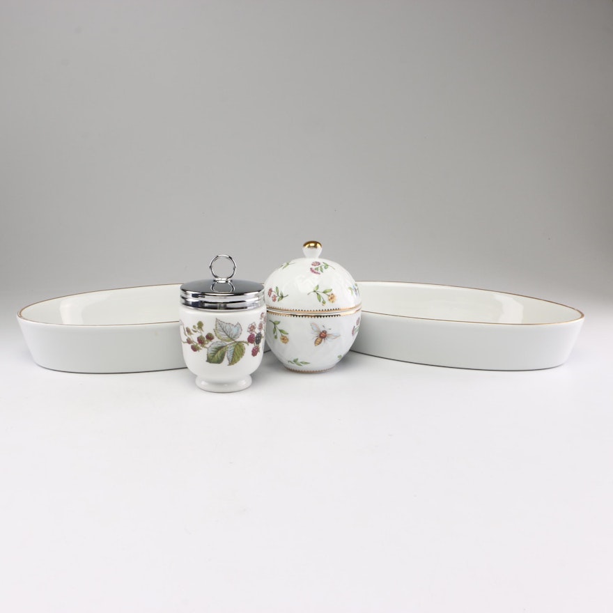 Royal Worcester "Lavinia" Egg Coddler and Godinger & Co. Porcelain Serveware