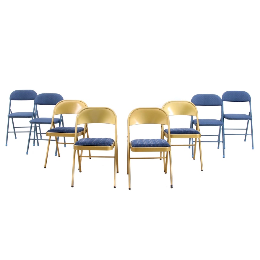 Metal Upholstered Folding Chairs, Late 20th Century