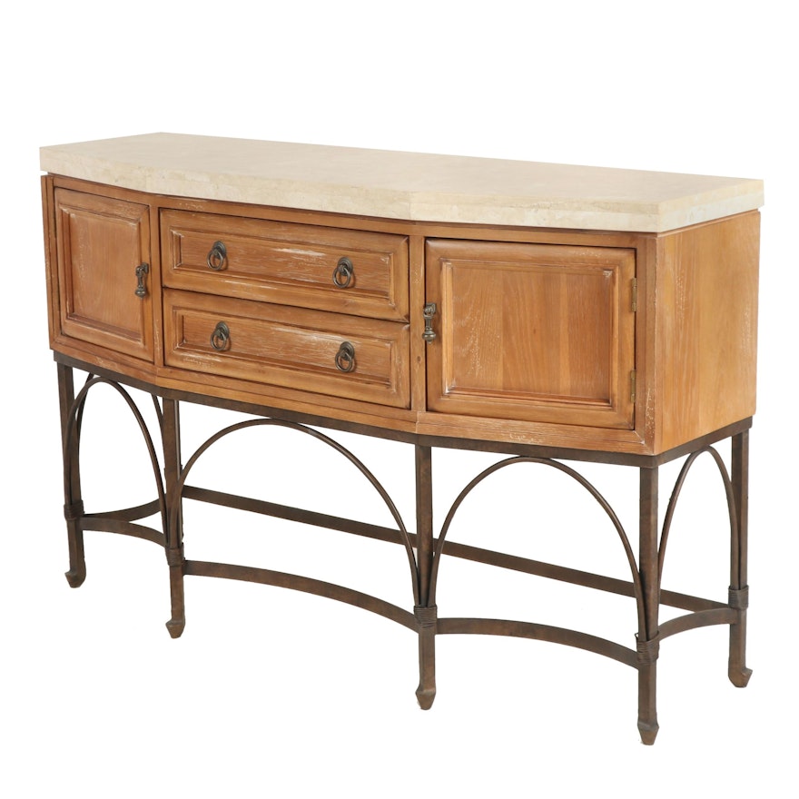 Drexel-Heritage Buffet with Travertine Top and Metal Base