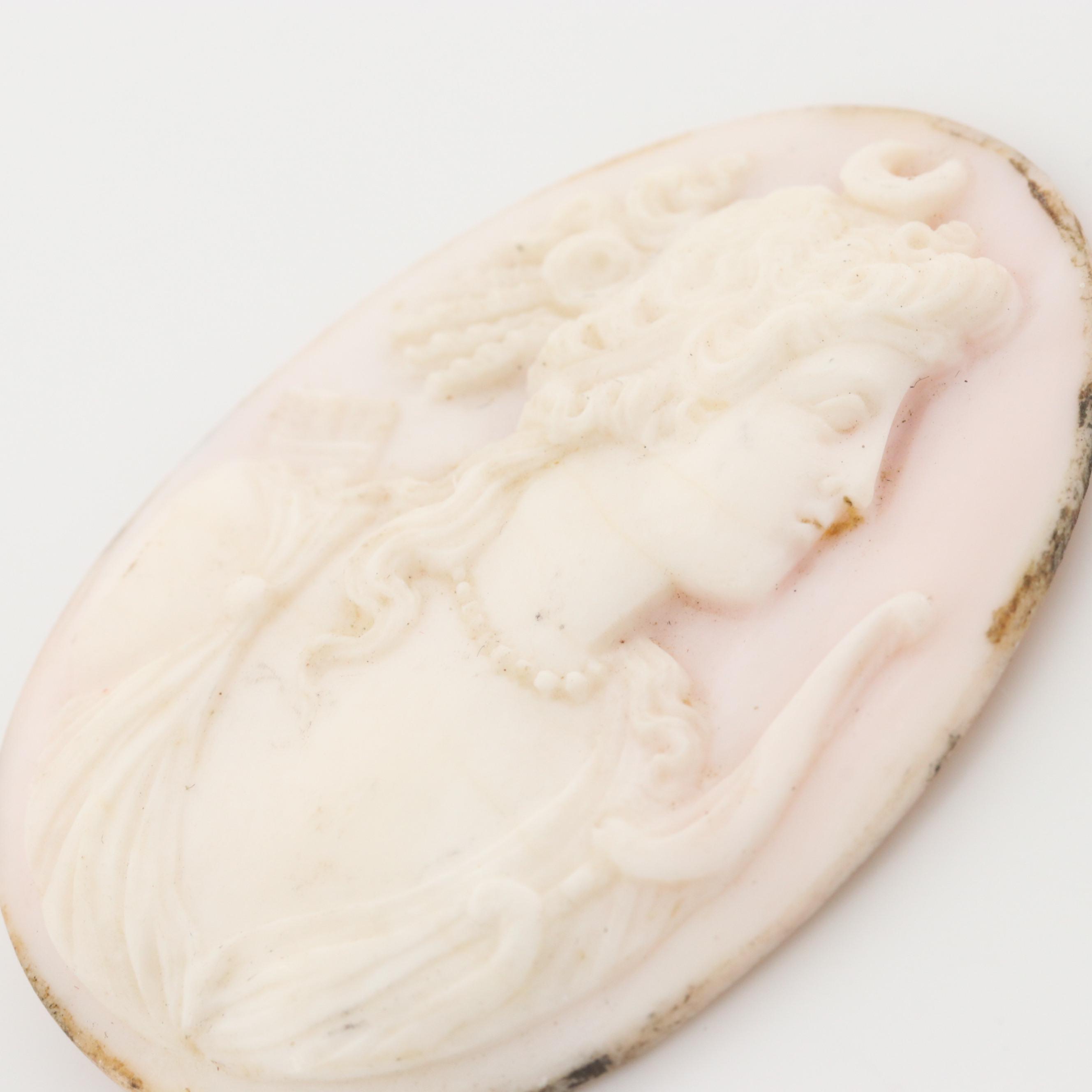 Loose Conch and Helmet Shell Cameos Featuring Greek Goddess Artemis