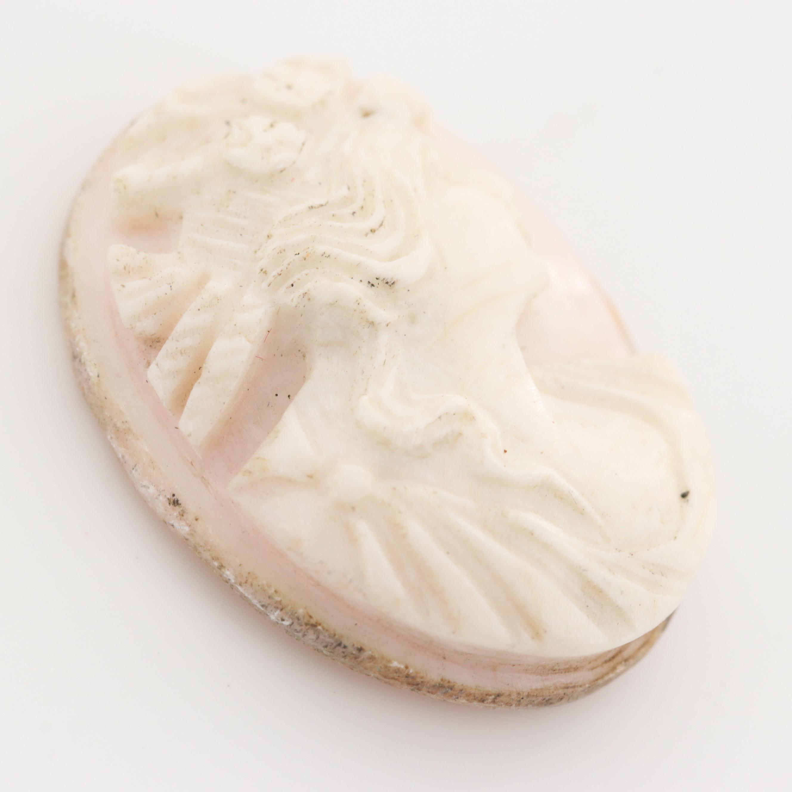 Loose Conch and Helmet Shell Cameos Featuring Greek Goddess Artemis