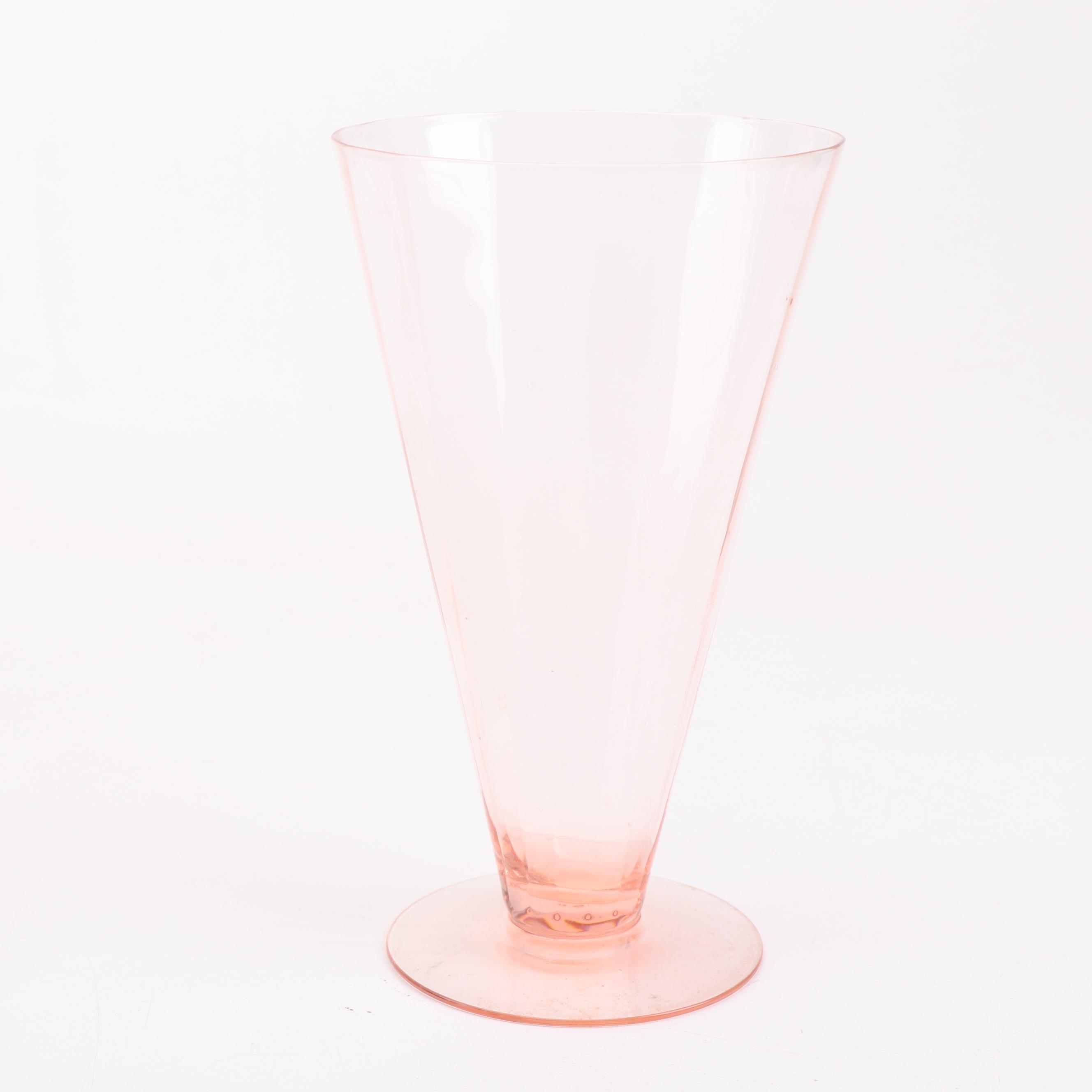 Pink Depression Glass Stemware, Tumblers and Pitcher, Mid-Century