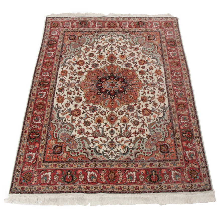 Hand-Knotted Persian Tabriz Rug