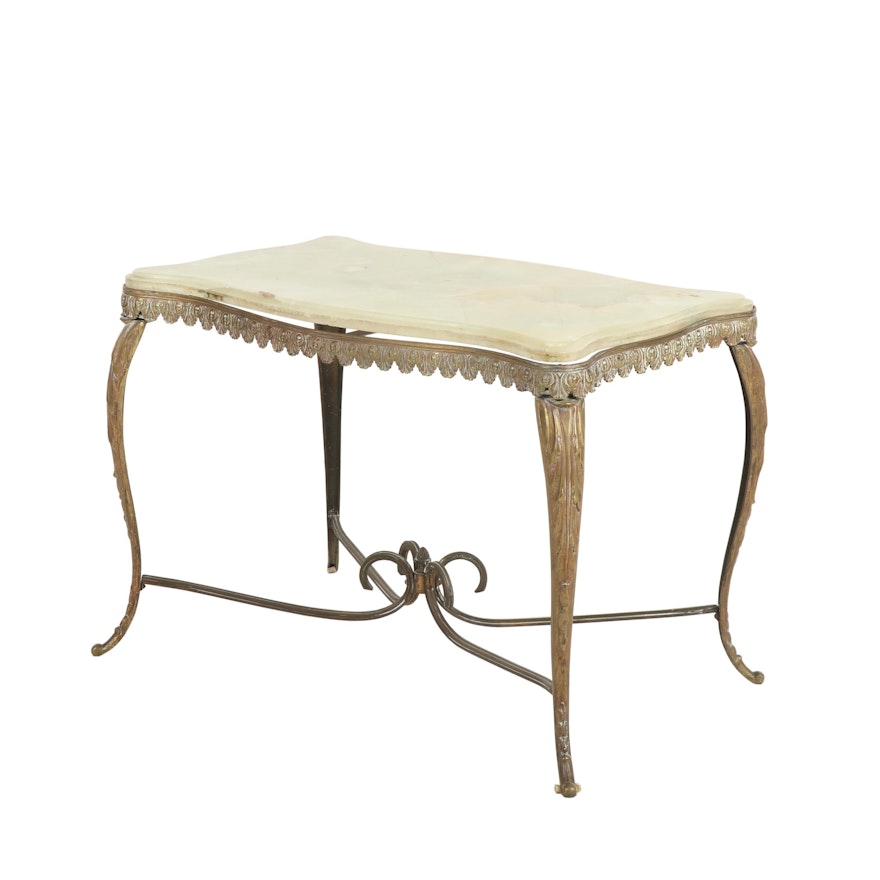 Rococo Style Onyx, Brass and Iron Table, 1920s-1930s