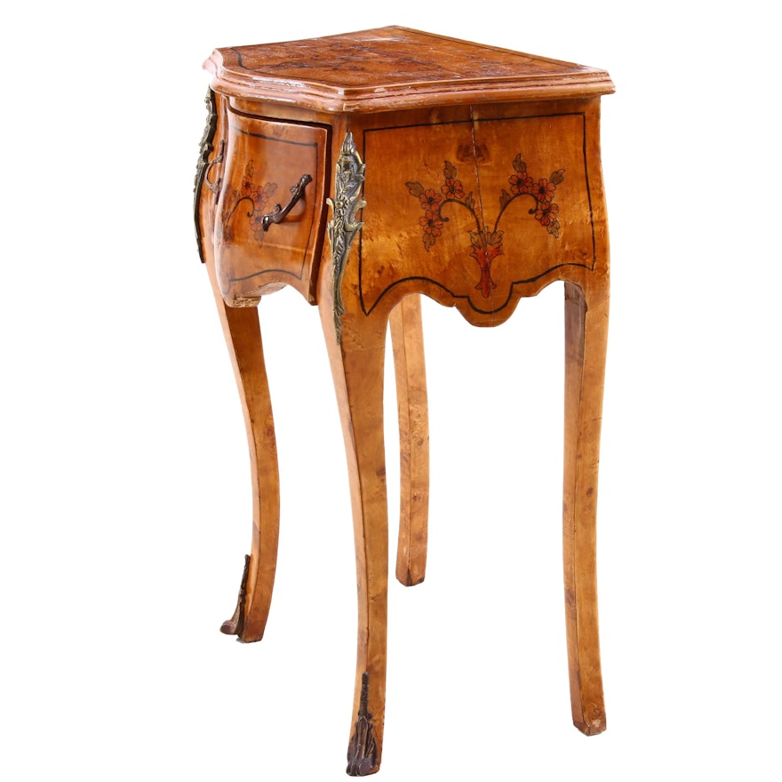 Painted Burl Wood Escritoire Desk with Chair, Circa 1920s