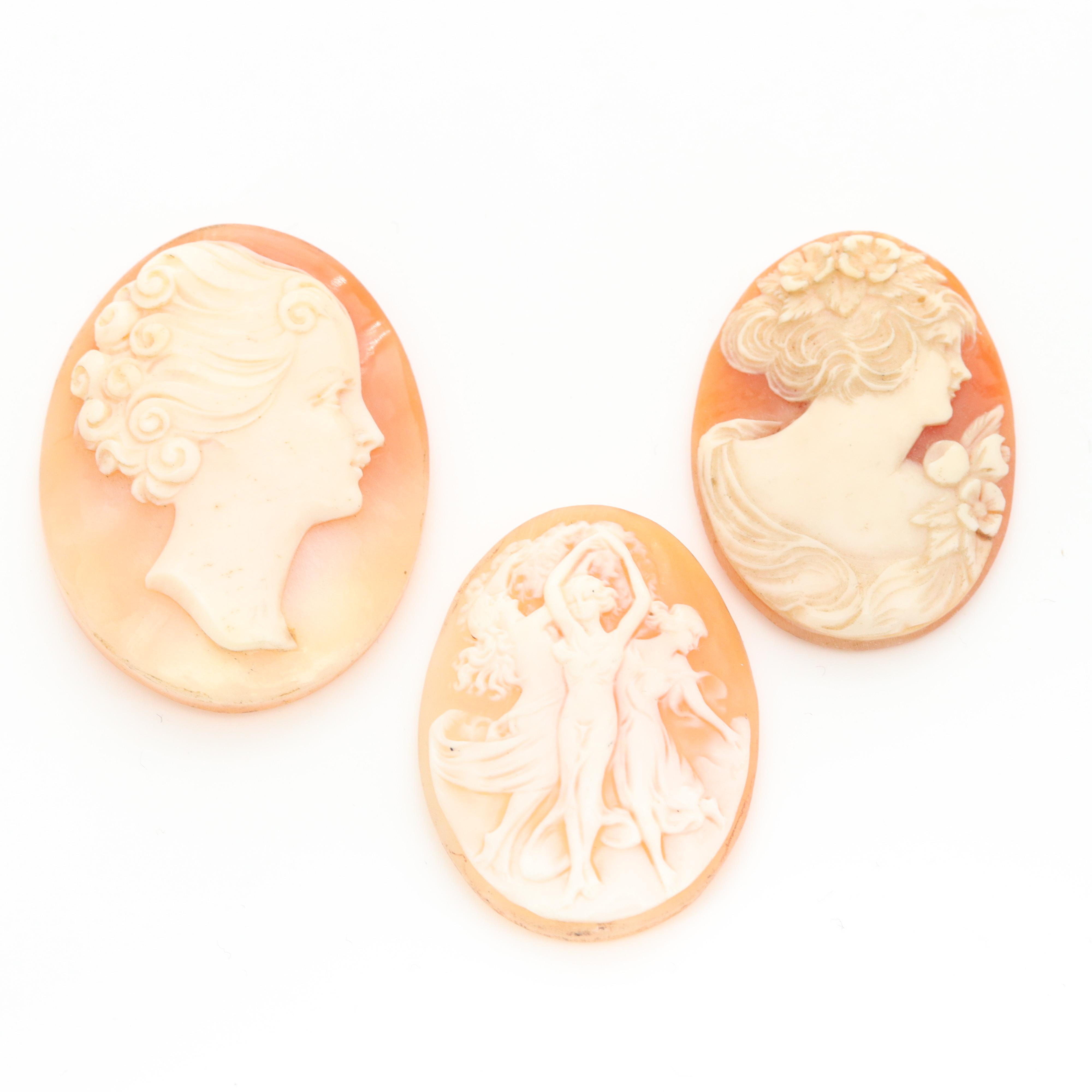 Loose Helmet Shell Cameo Assortment Featuring the Three Graces