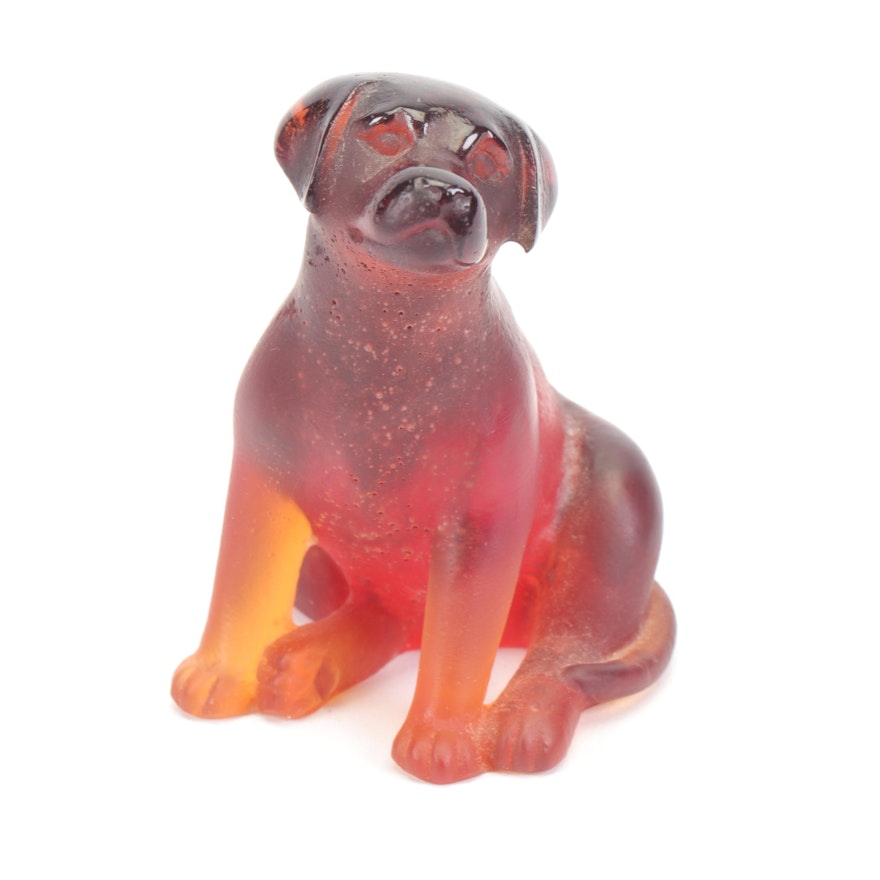 Daum Pâte de Verre Crystal Labrador Dog Figurine